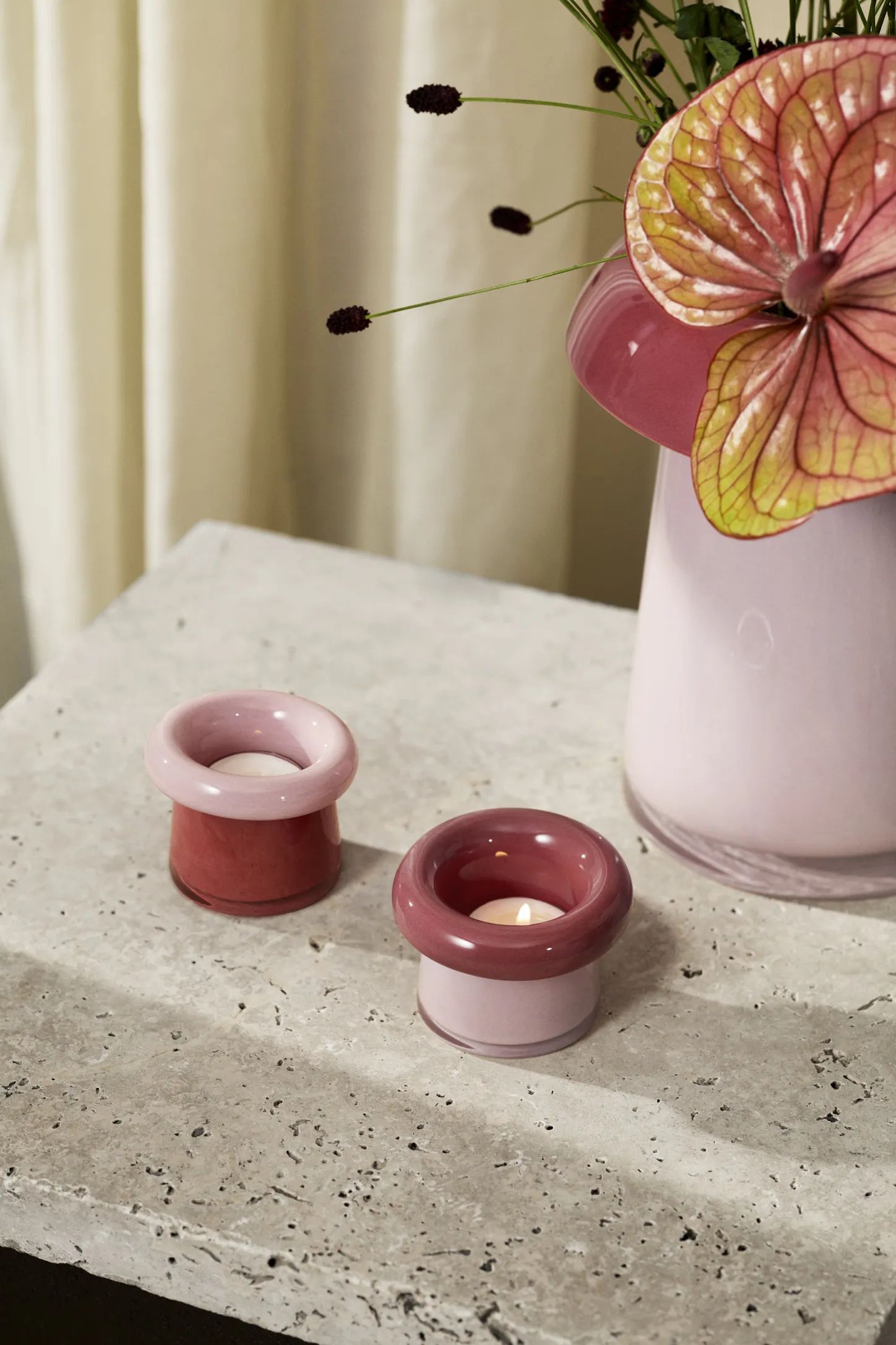 Holmegaard Fyrfadsstage Soma Fyrfadsstage - 2 stk. i Rosa/Terracotta, 2