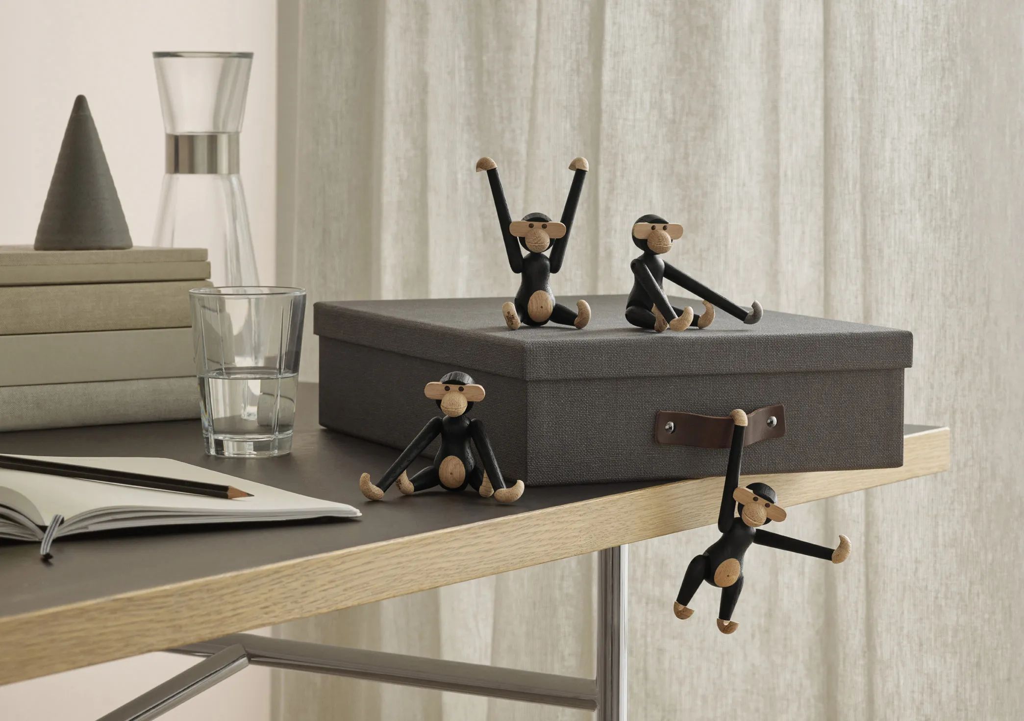 Kay Bojesen Dyrefigurer Abe - Mini i Mørkbejdset egetræ, Mini, 3