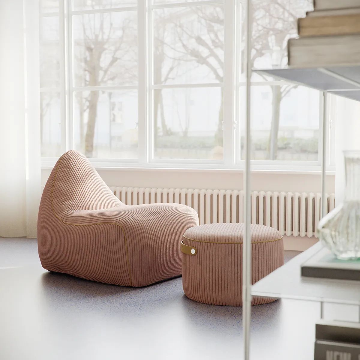 SACKit Lænestole Sækkestol med Puf - 2 dele i Corduroy Rose, 2