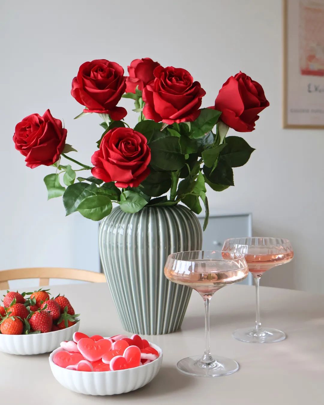 everbloom Kunstige blomster Kunstig Rose i rød, 3
