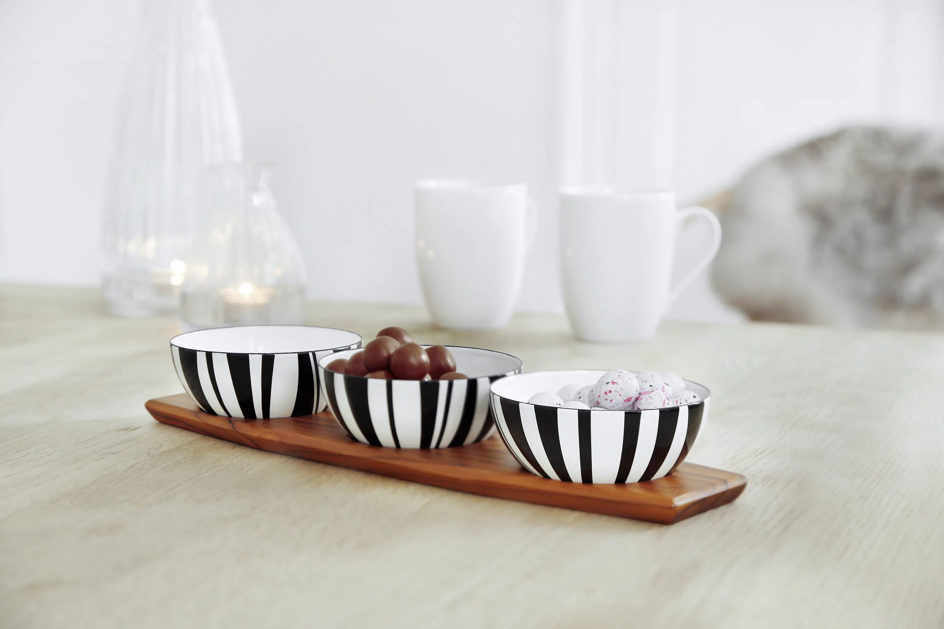 Cathrineholm Skåle Stripes Snacksæt i Hvid, 10 cm, 3