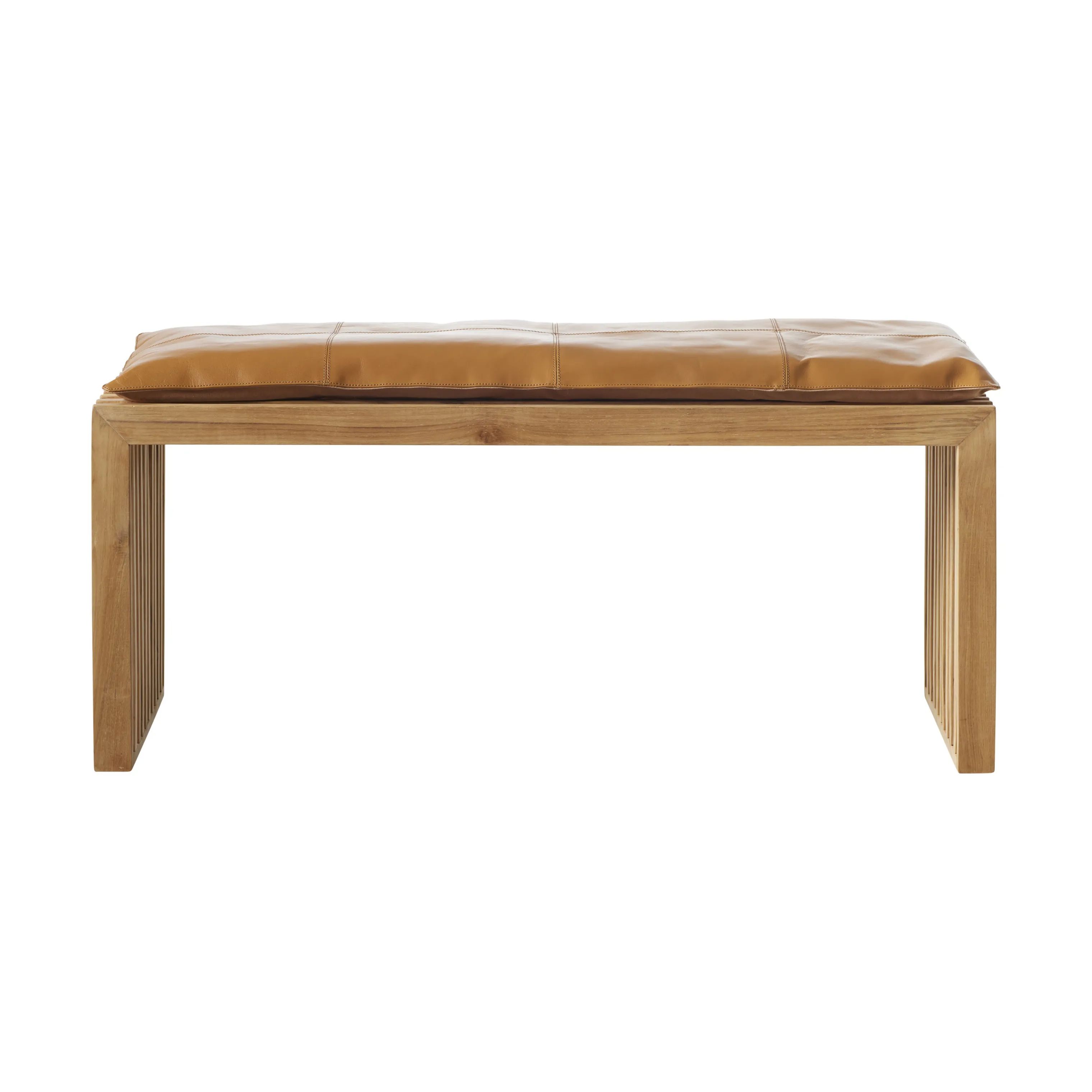 cinas Skamler Rib Bænk inkl. brun hynde i Teak/brun, 104 cm, 4