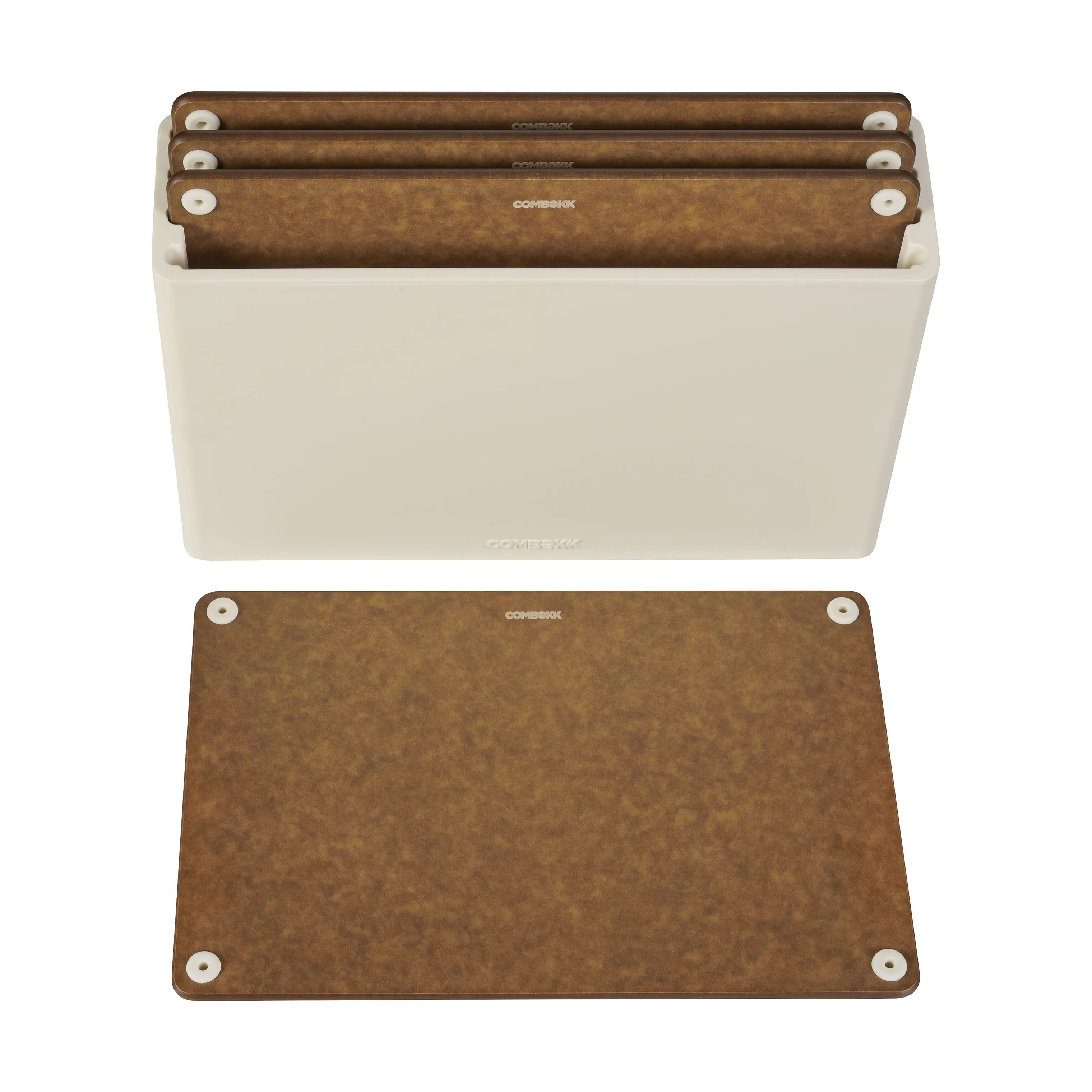 Combekk Skærebrætter Skærebræt m. Holder - 4 stk. i Brun/beige, 4