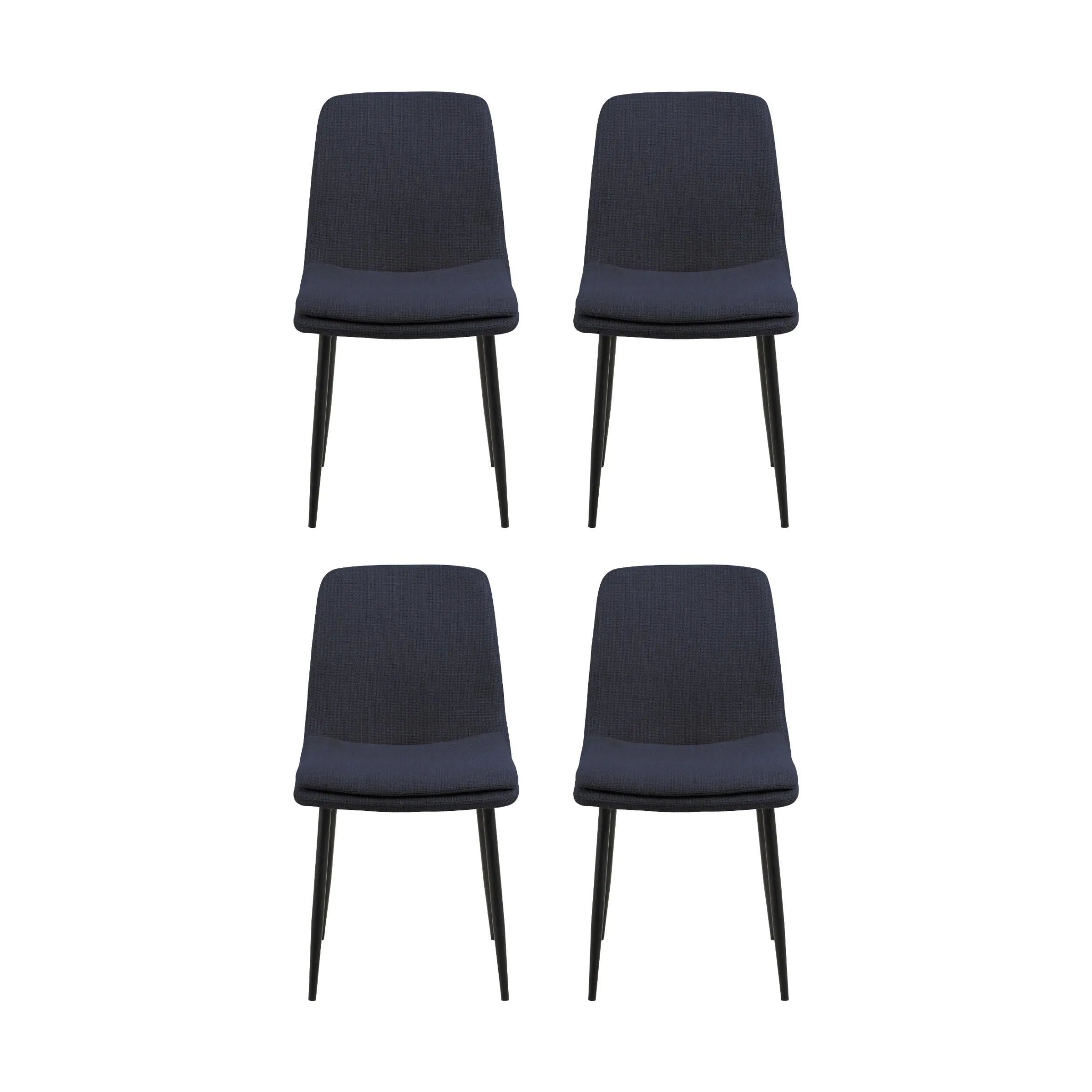 CASA Living Spisebordsstole Becca Spisebordsstol - 4 stk i Mørkeblå/mat sort, 4 stk., 1