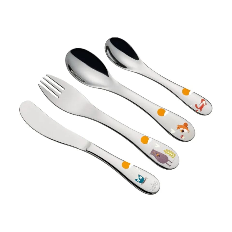 Cilio Børnebestik Børnebestik - 4 dele i Sølv/Orange/Blå/Grøn, 25 cm, 1