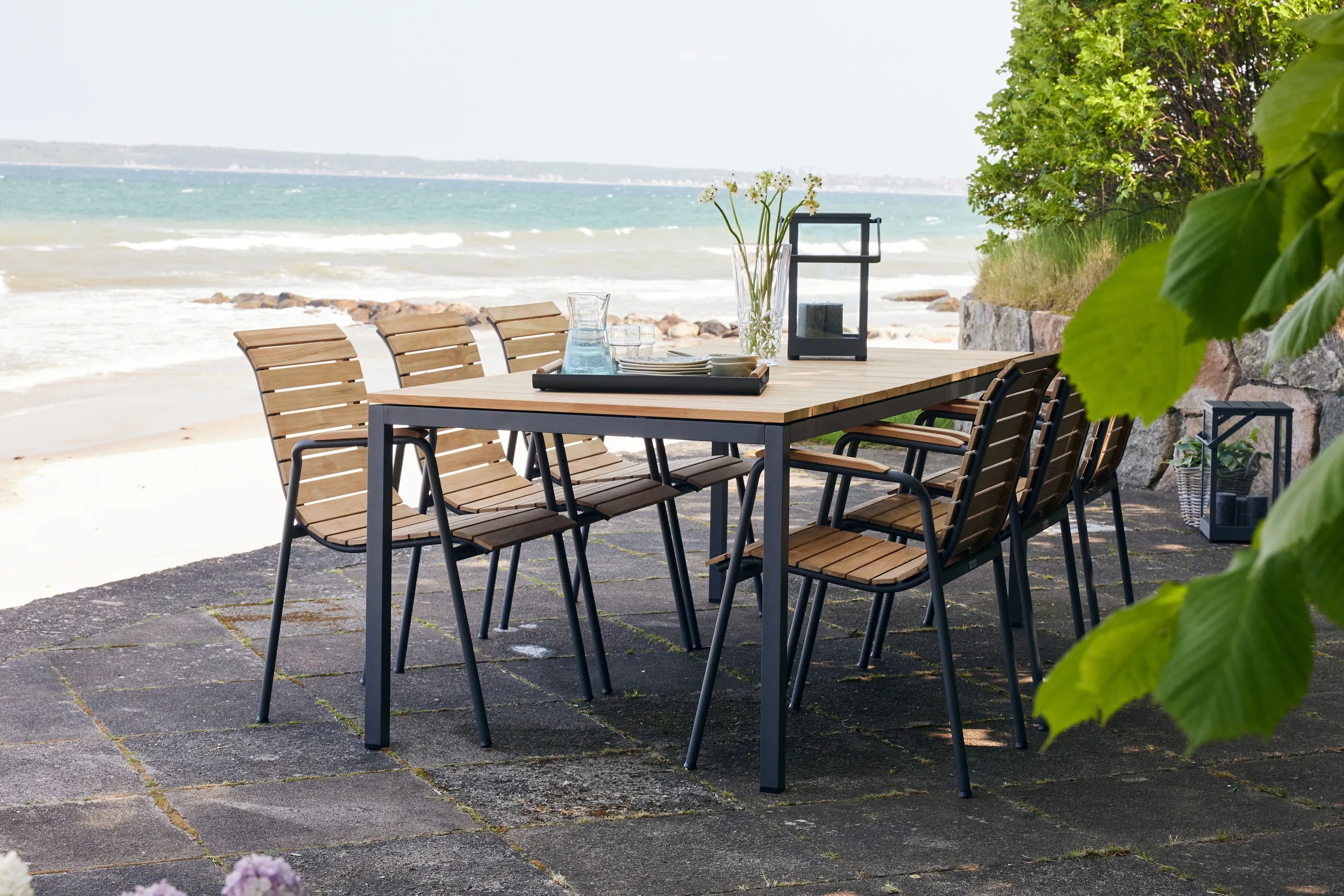 Mandalay Havemøbelsæt Toscana & Bellevue Havemøbelsæt - 7 dele i Antracit/Teak, 1 bord (L 197 cm)og 4 stole, 5
