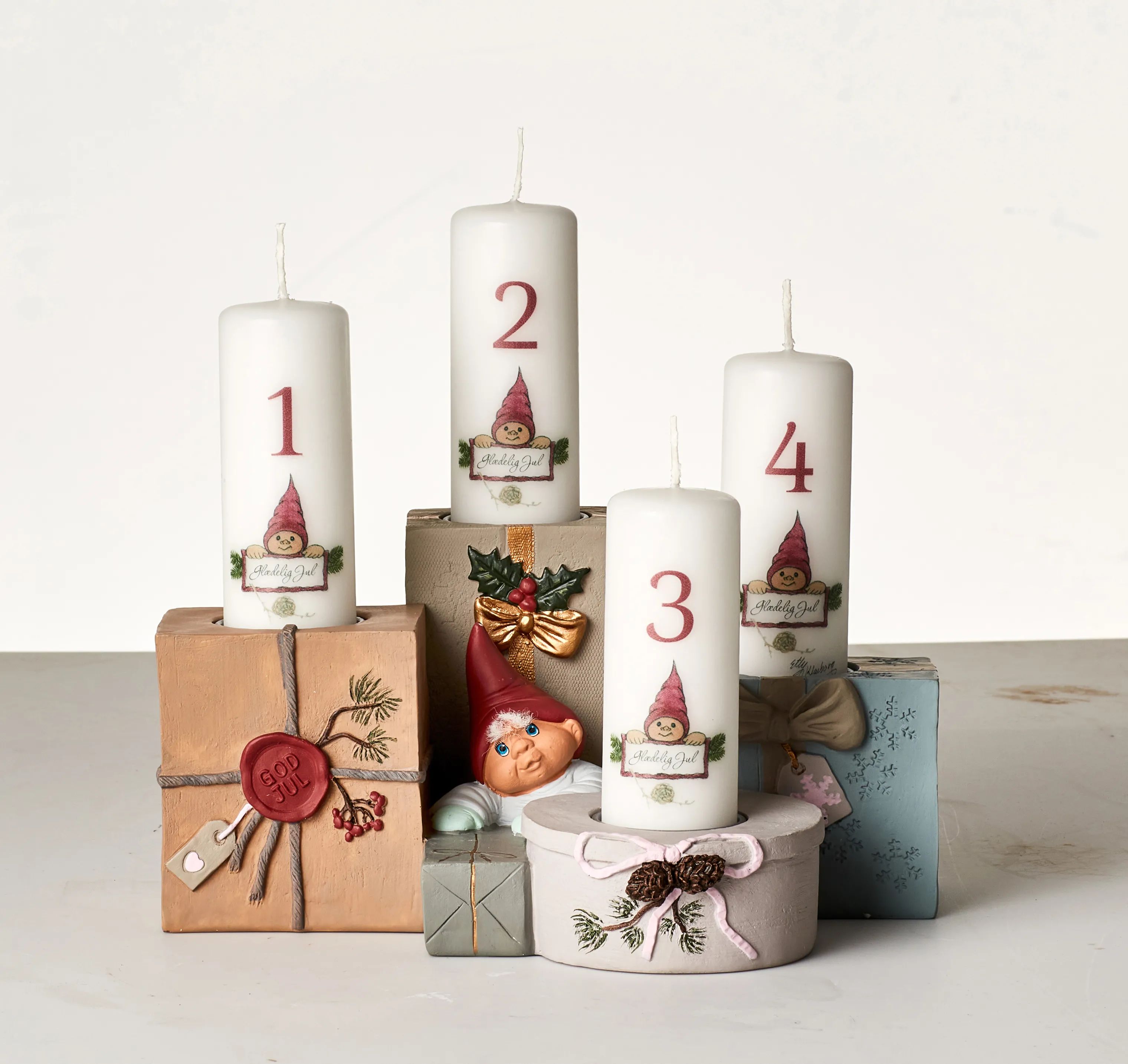 Klarborg Jule- og adventsstager Adventsstage - Bjarke i Lyseblå/beige, 12 cm, 2