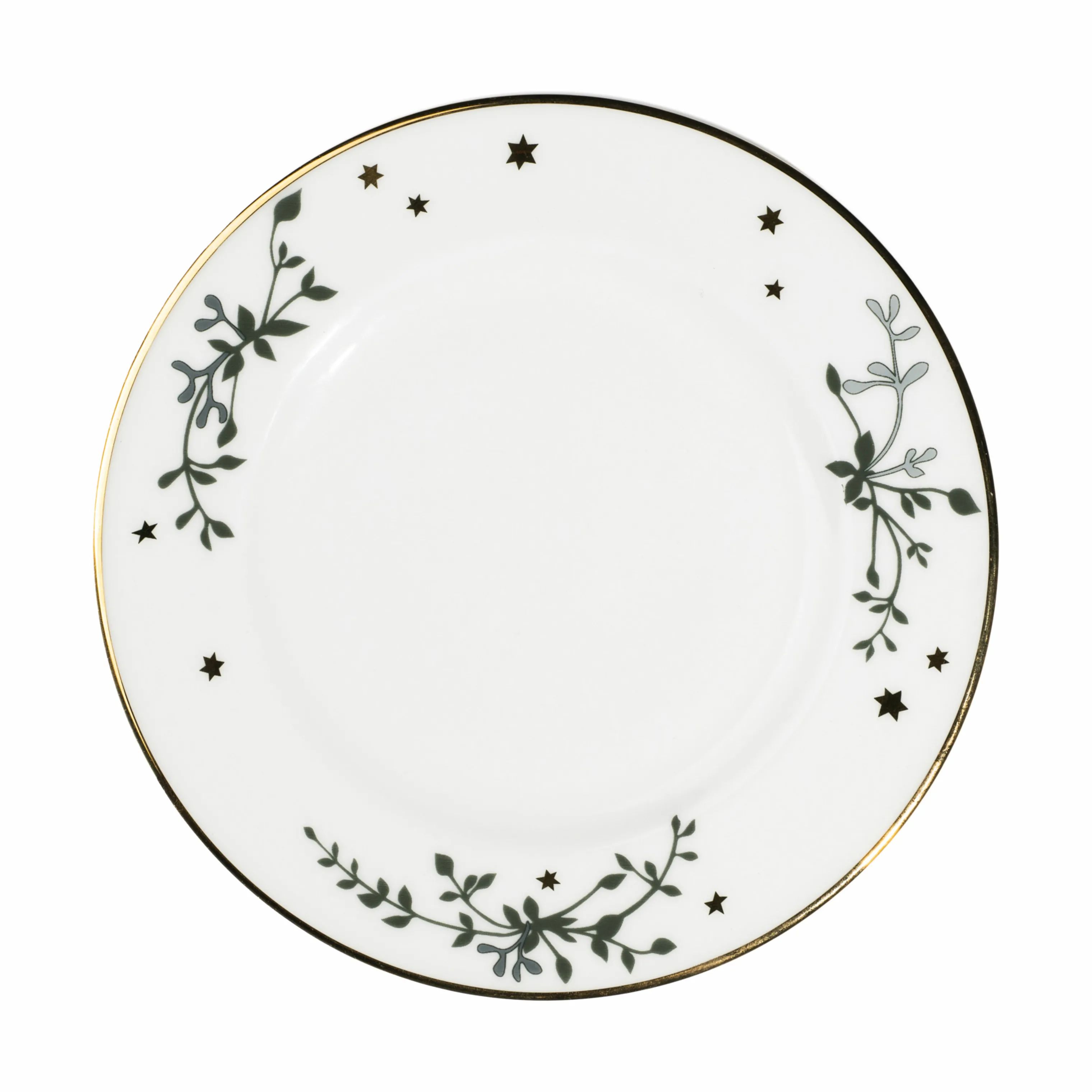Jette Frölich Design Frokosttallerkener Vinterstjerner Frokoststallerken i Grøn/guld, 22 cm, 1