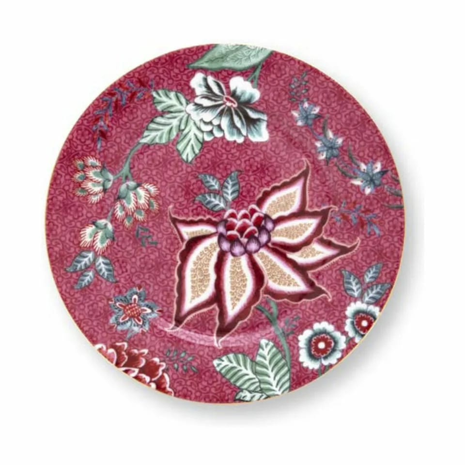 PIP Studio Frokosttallerkener Flower Festival Tallerken i Dark Pink, 17,4 cm, 1