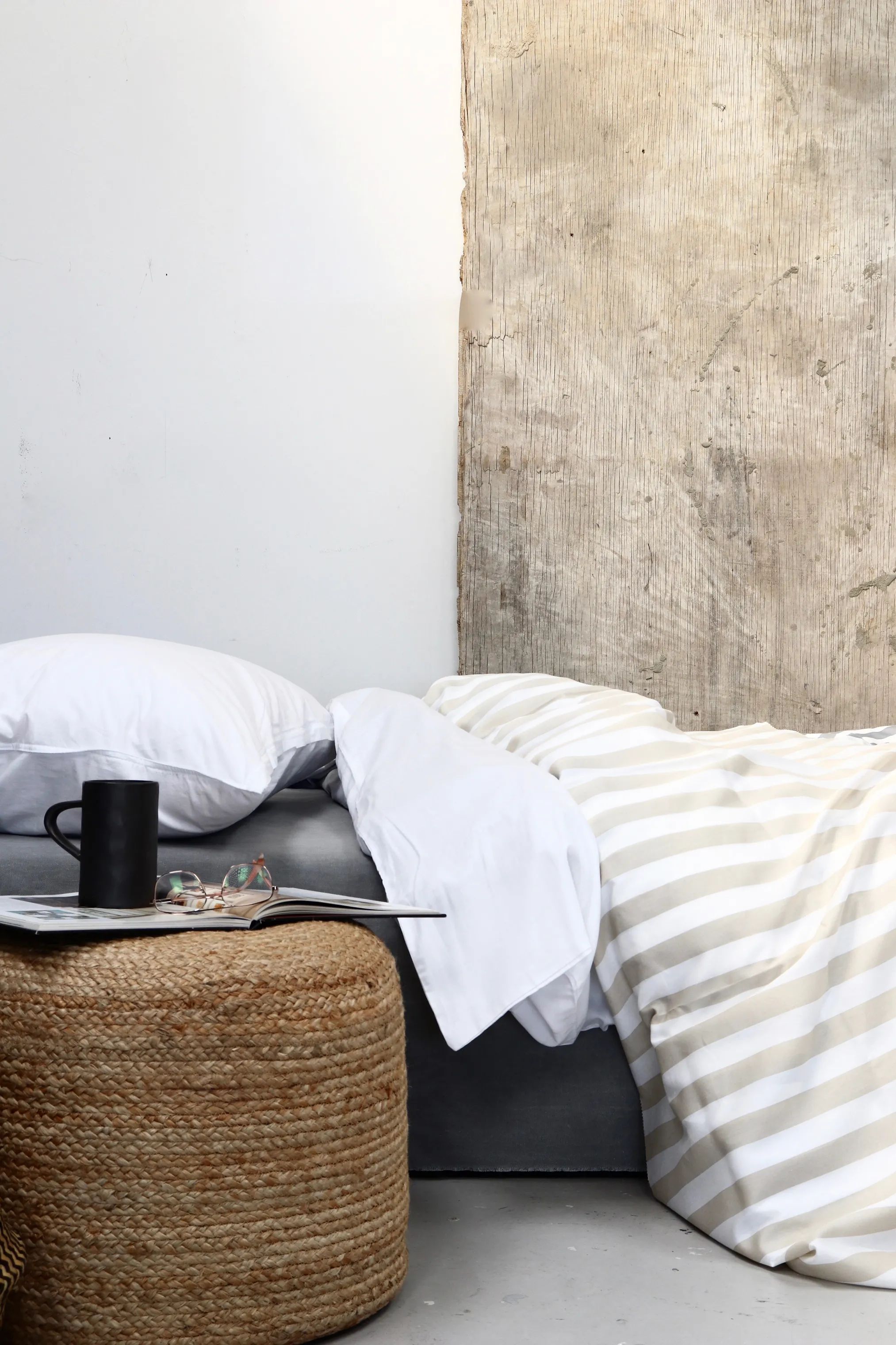 omhu Sengetøj Block strib Blok strib Sengetøj i Beige, B140 x L200 cm, 3