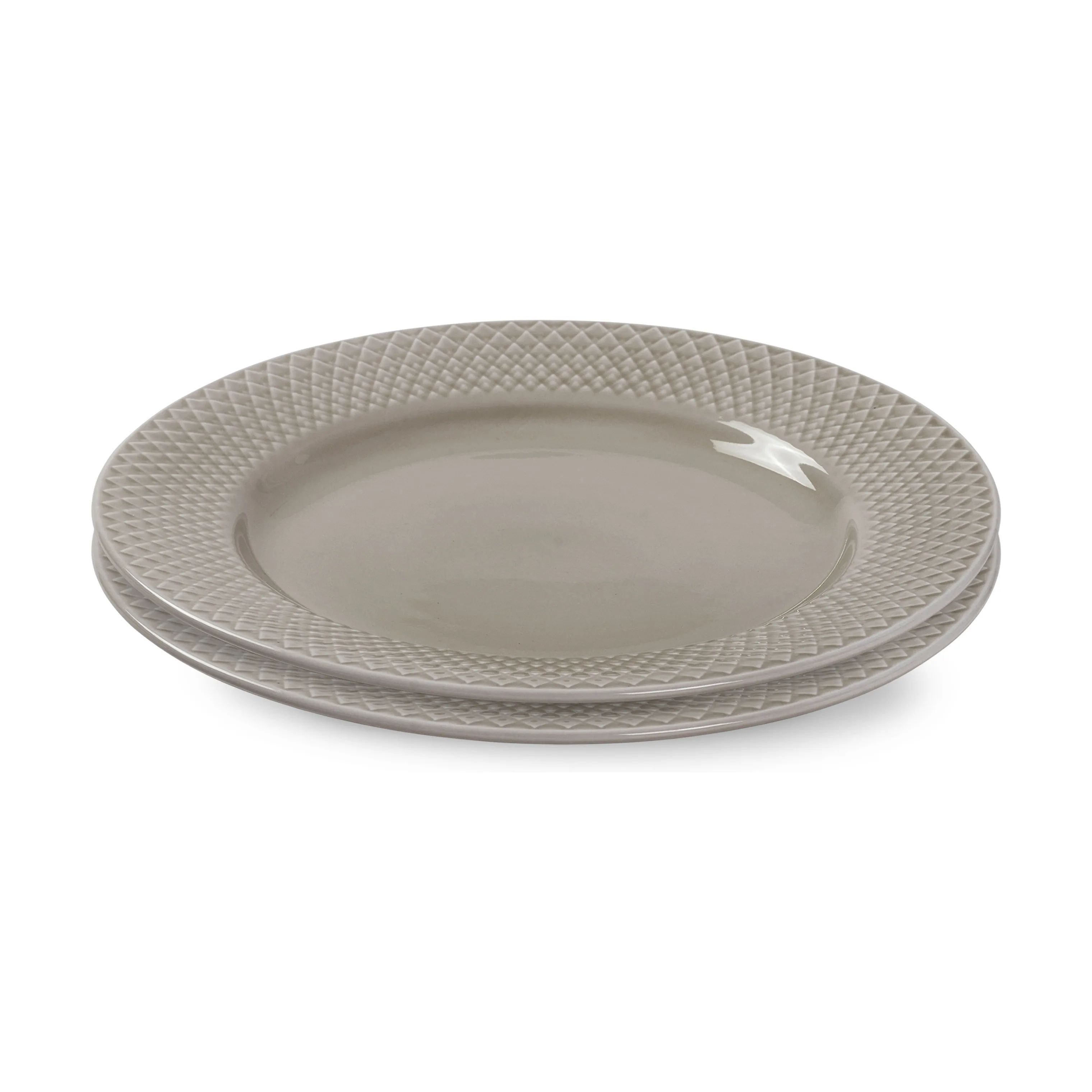 Lyngby Porcelæn Frokosttallerkener Rhombe Earth Frokosttallerken - 2 stk i Clay, 1