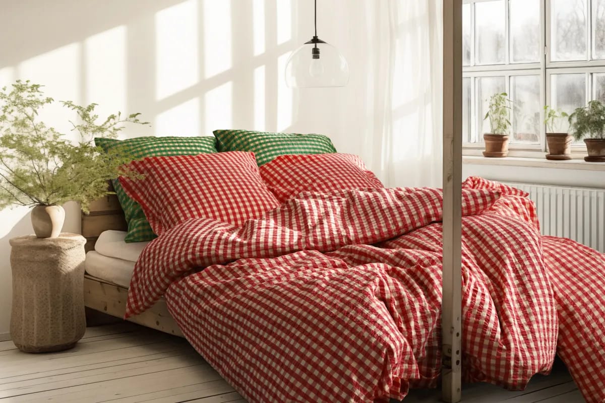 Juna Sengetøj Bæk&Bølge Sengetøj i Rød/Gul, B140 x L220 cm, 5