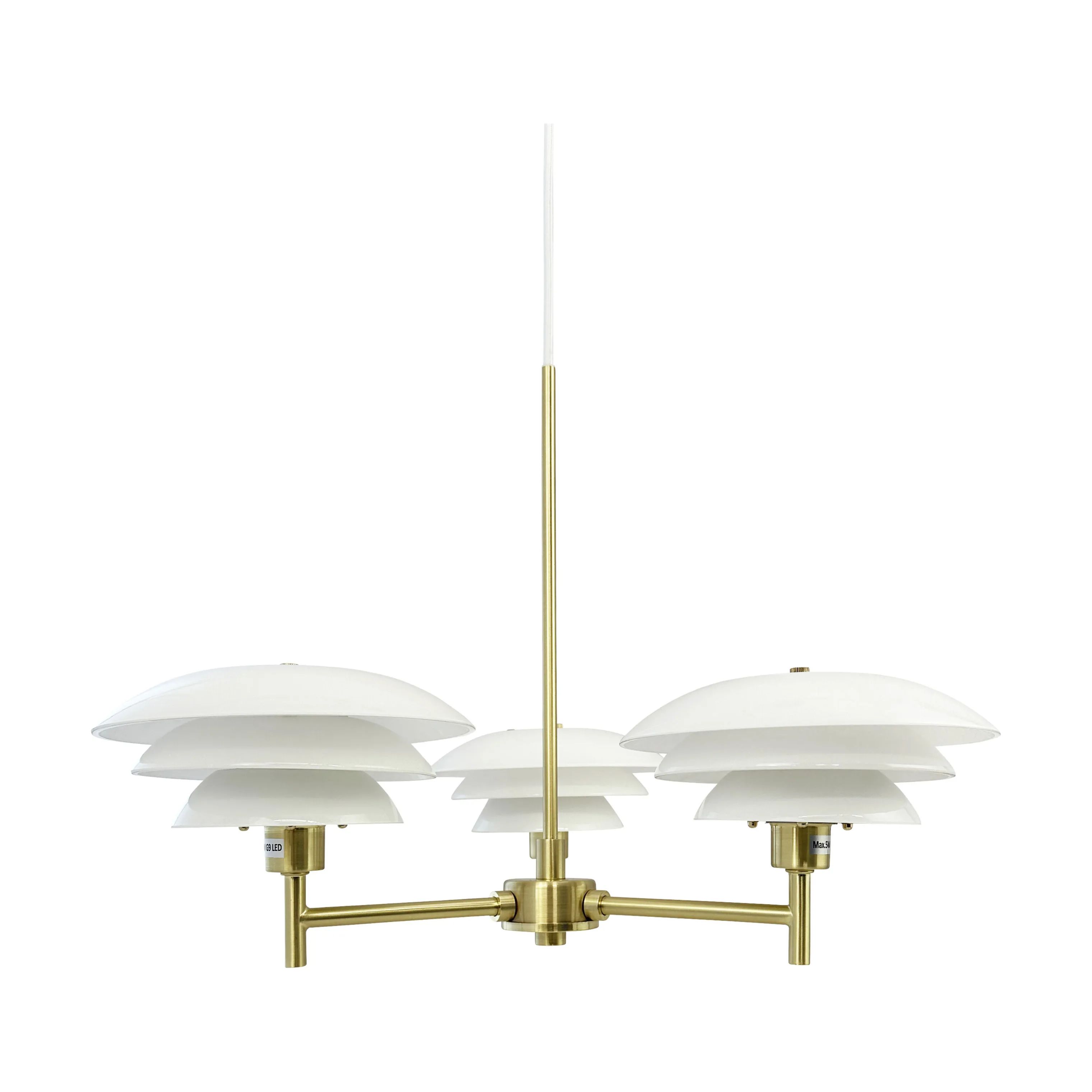 Dyberg Larsen Pendler DL20 Lysekrone i Opal/ Messing, 50 cm, 1