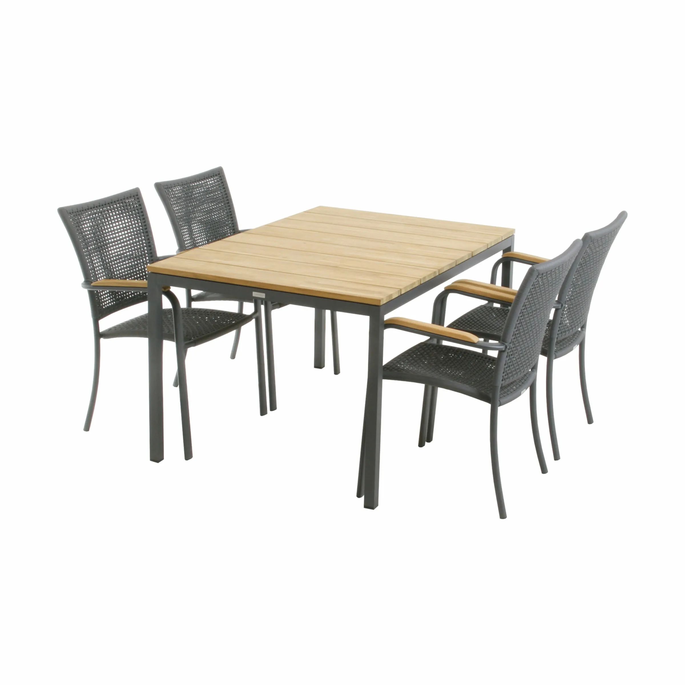 Mandalay Havemøbelsæt Toscana & Ravello Havemøbelsæt - 5 dele i Antracit, Bord (L 132 cm) med 4 stole, 1