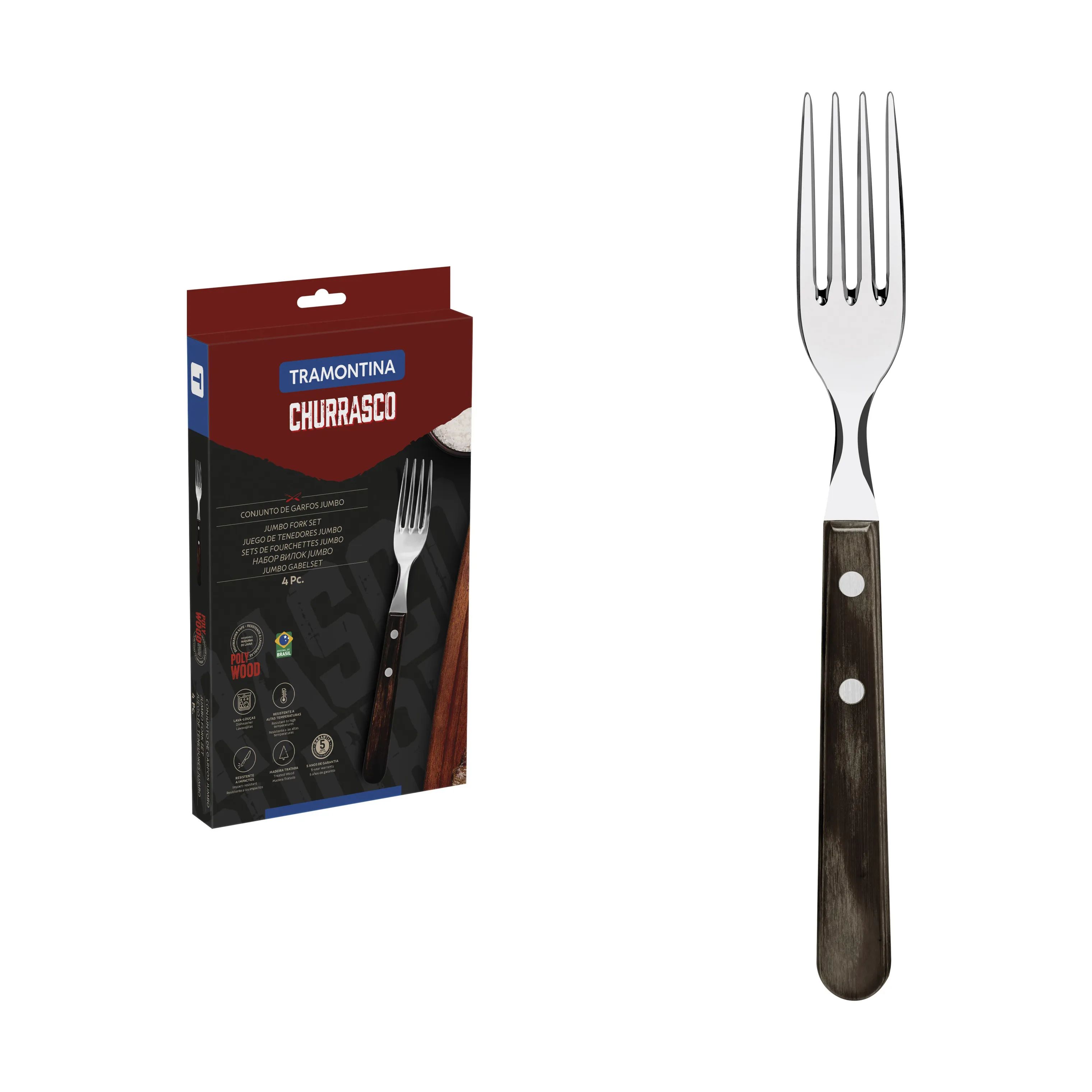 Tramontina Steakgafler Churrasco Jumbo Grillgaffel - 4 stk. i natur, 4