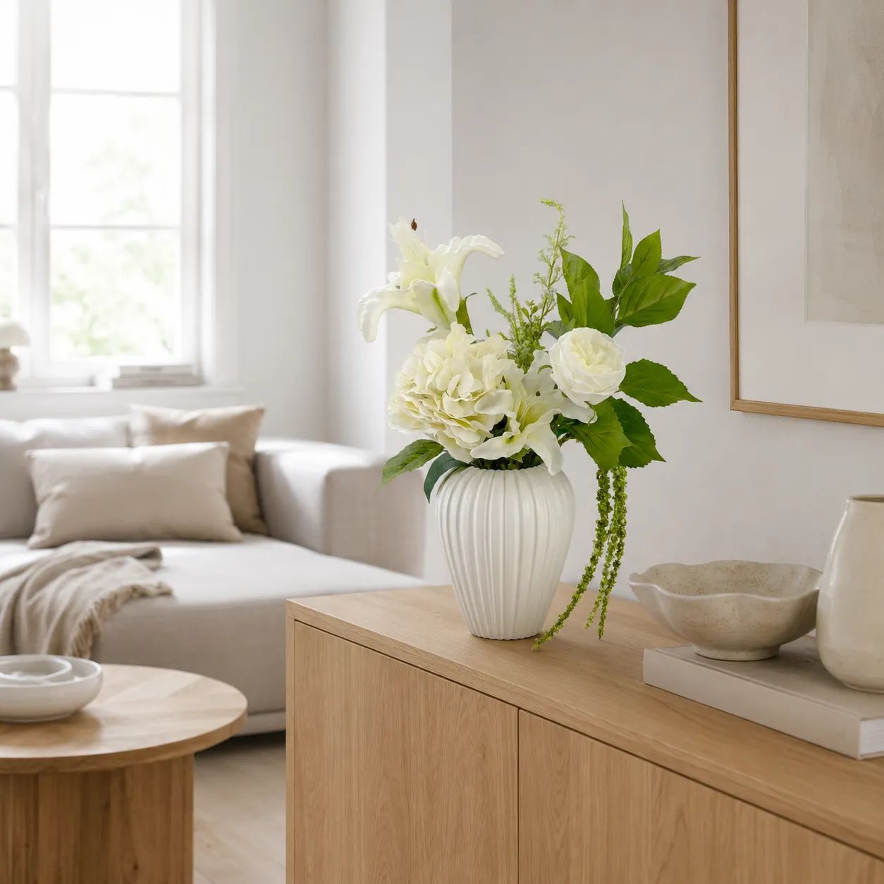 everbloom Kunstige blomster Kunstig Real Touch Blomsterbuket i Hvid, 2