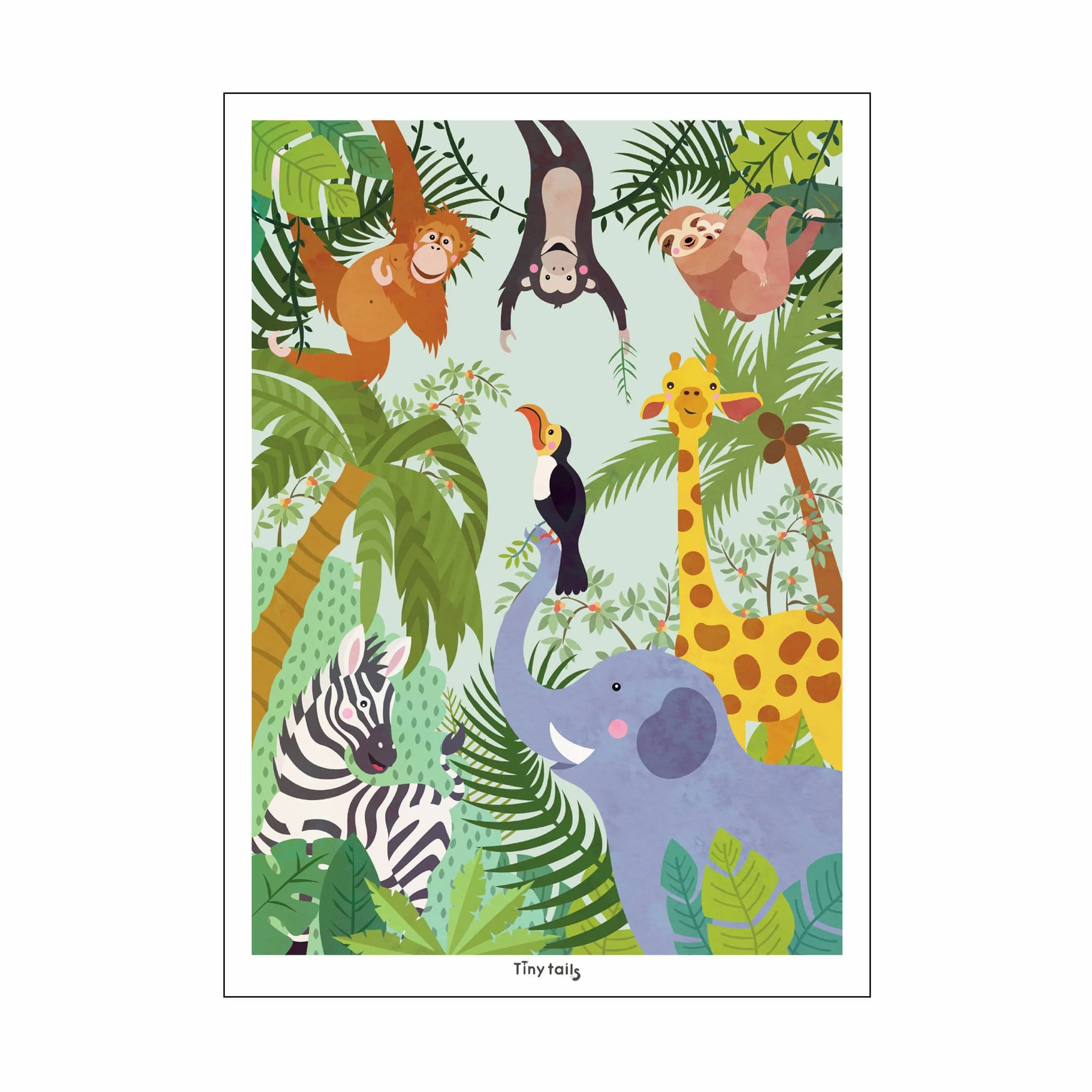 Poster&Frame Til børneværelset Plakat - Jungledyrene i Multifarvet, 1
