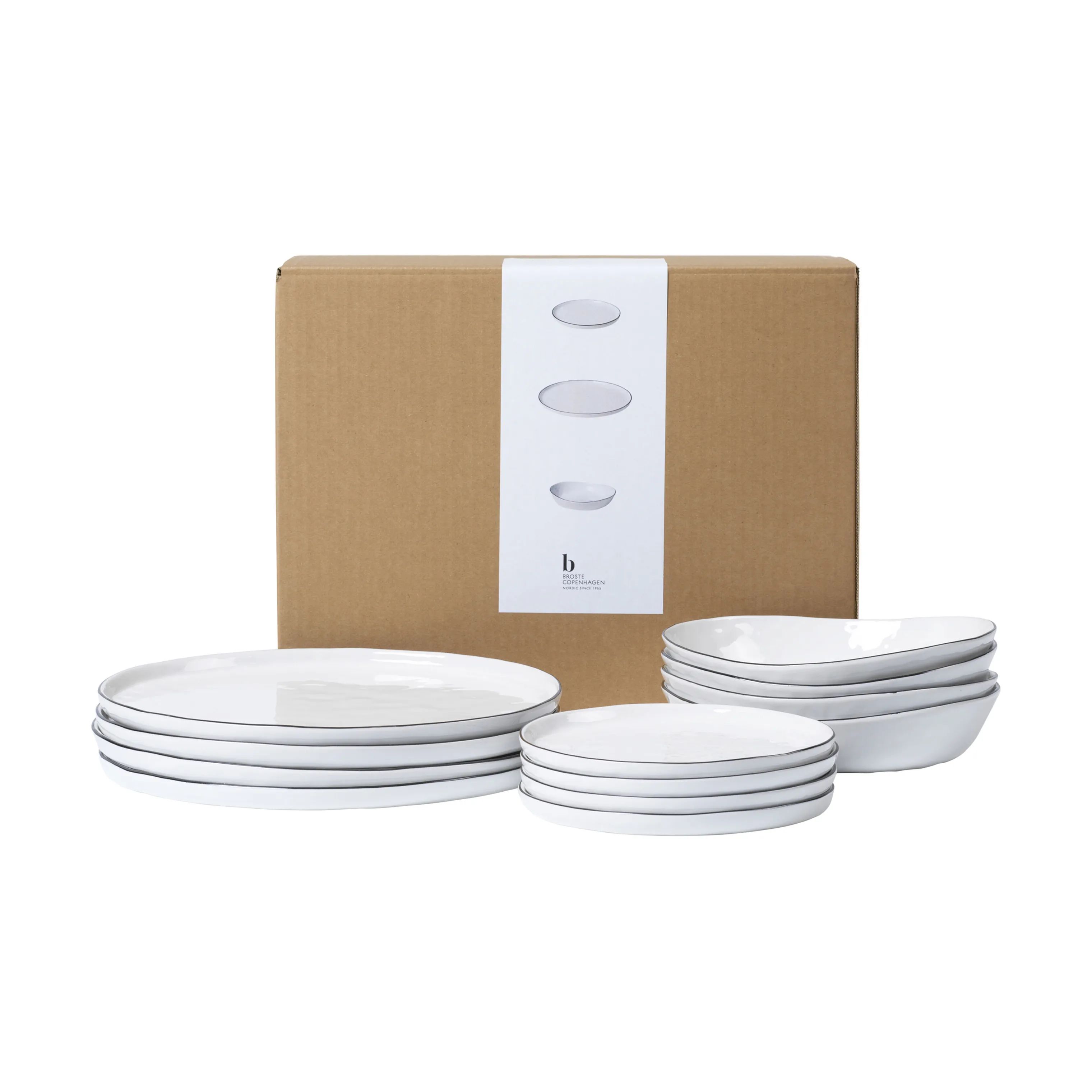 Broste Copenhagen Middagstallerkener Salt Middagssæt - 12 dele i 12 stk., 1