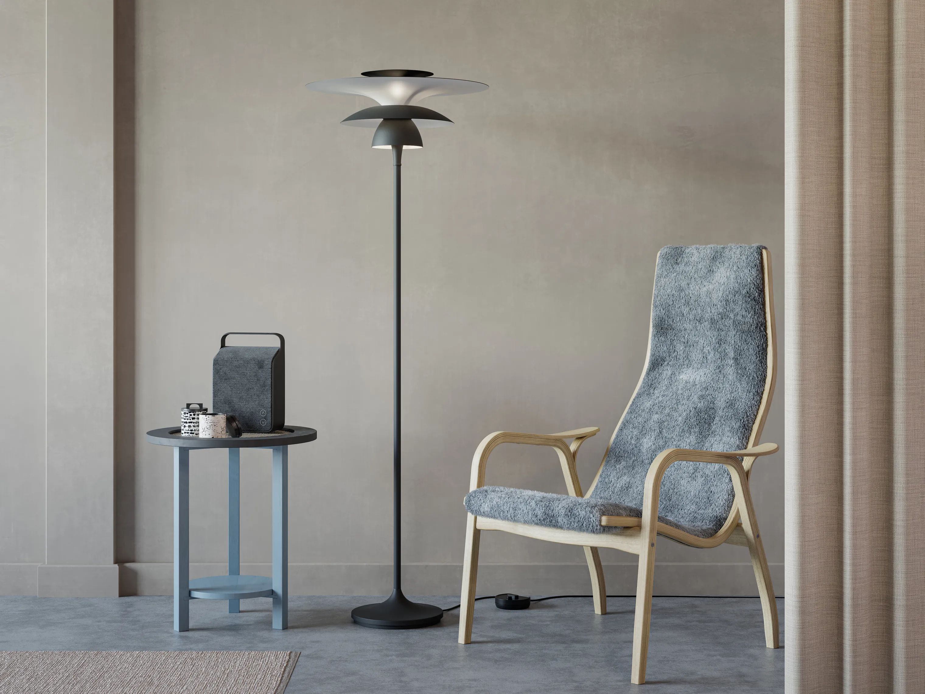 Belid Gulvlamper Picasso Gulvlampe i Mat sort, 148,6 cm, 2