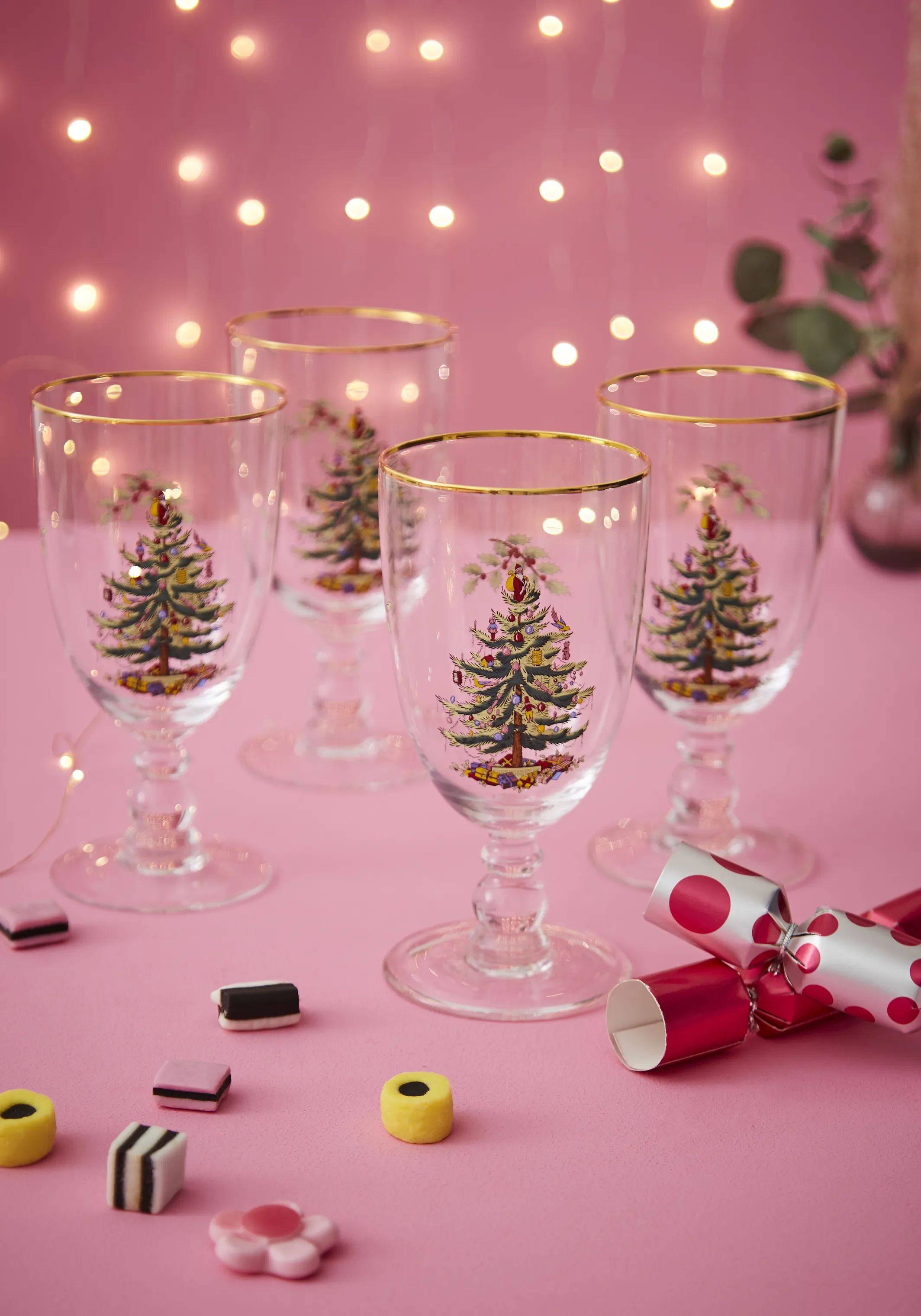 Spode Rødvinsglas Christmas Tree Gløgg Glas - 4 stk. i Multifarvet, 3
