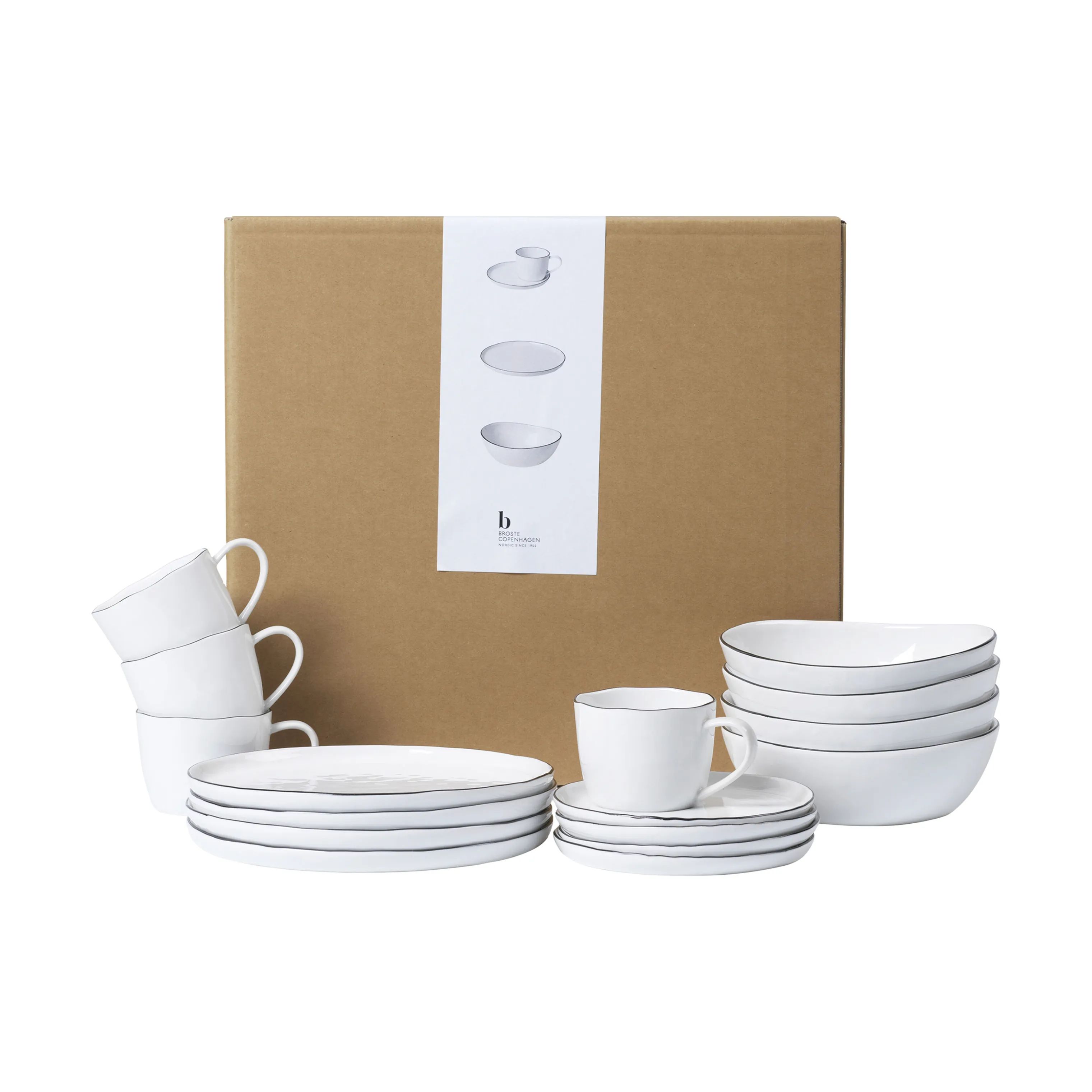 Broste Copenhagen Frokosttallerkener Salt Morgenmadssæt - 12 dele i 12 stk., 1