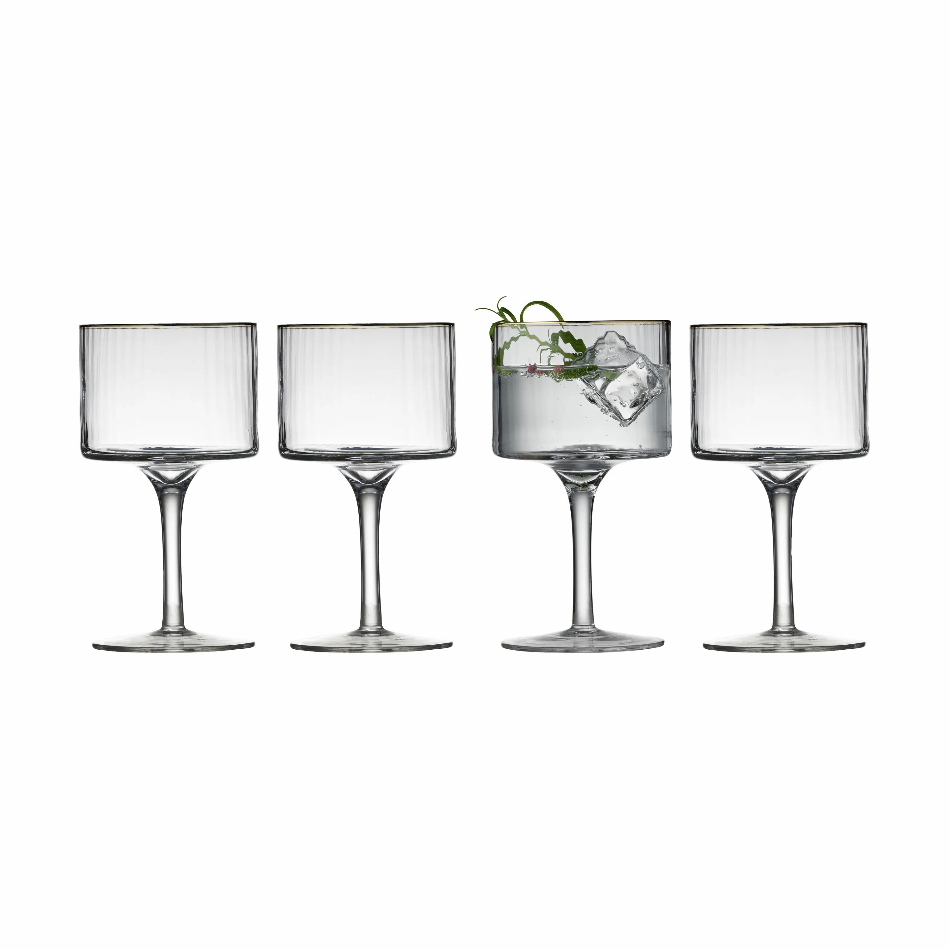 Lyngby Glas Ginglas Palermo Gin & Tonic Glas - 4 stk. i Klar m. guldkant, 32 cl, 1