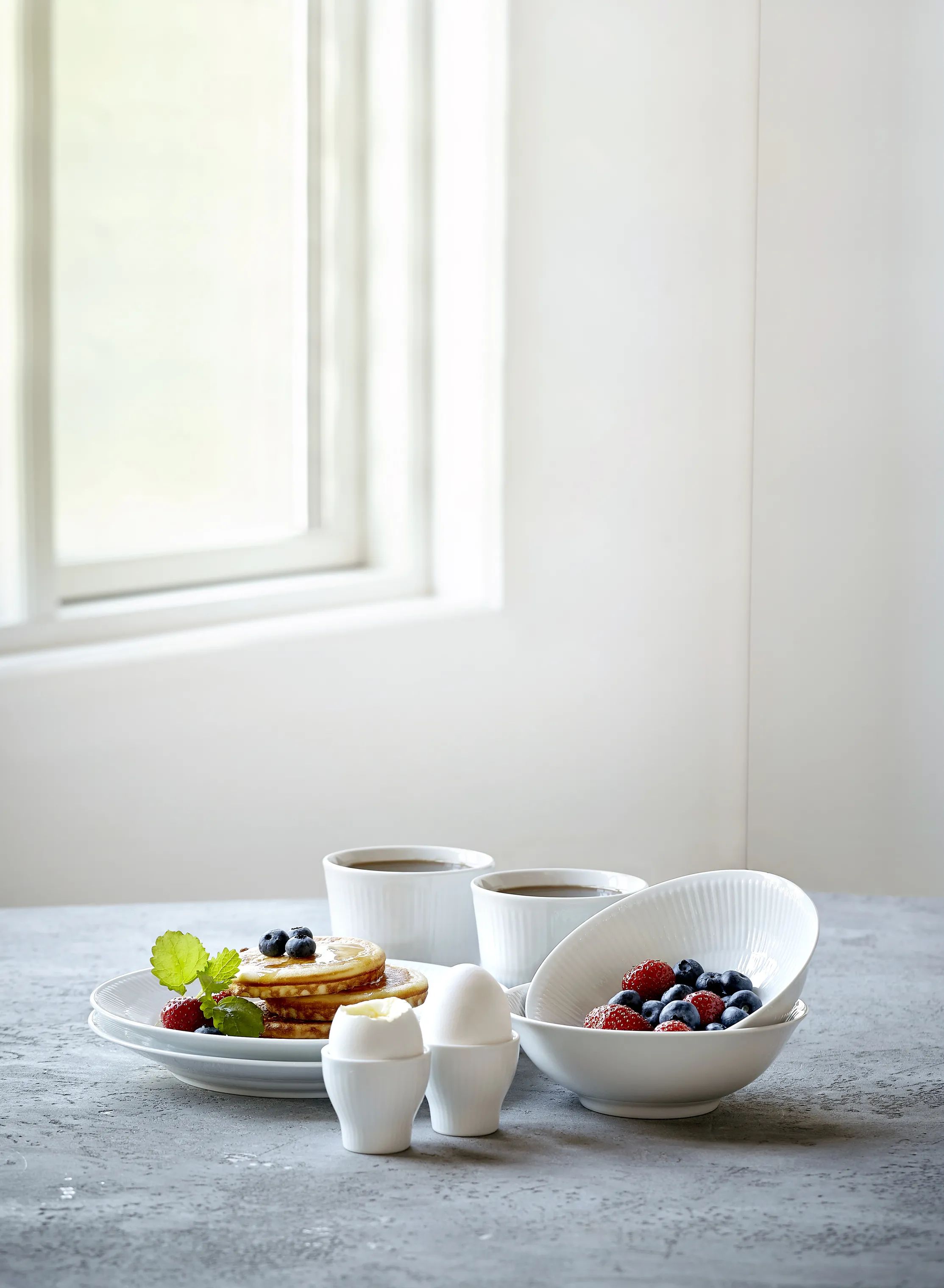 Royal Copenhagen Serveringsskåle Hvid Riflet Skåle - 2 stk. i Hvid, 16 cm, 3