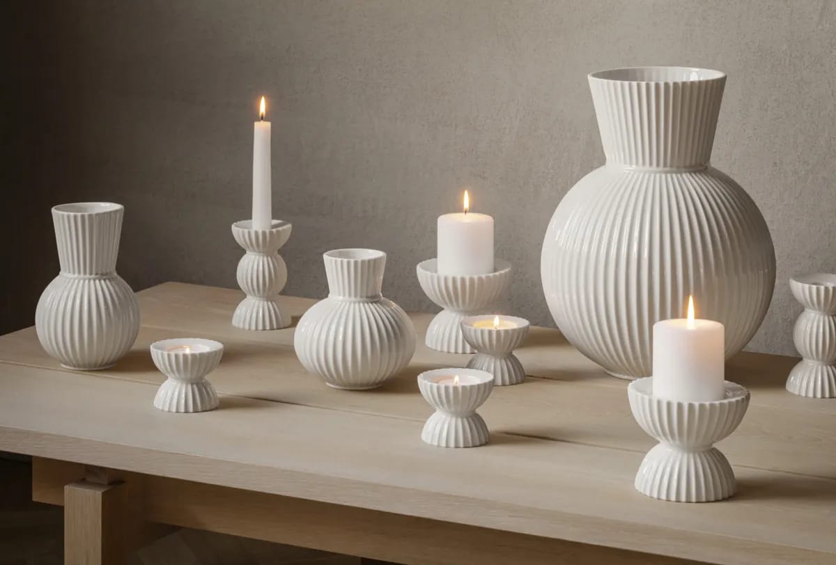 Lyngby Porcelæn Kronelysestage Tura Kronelysestage i Hvid, 3
