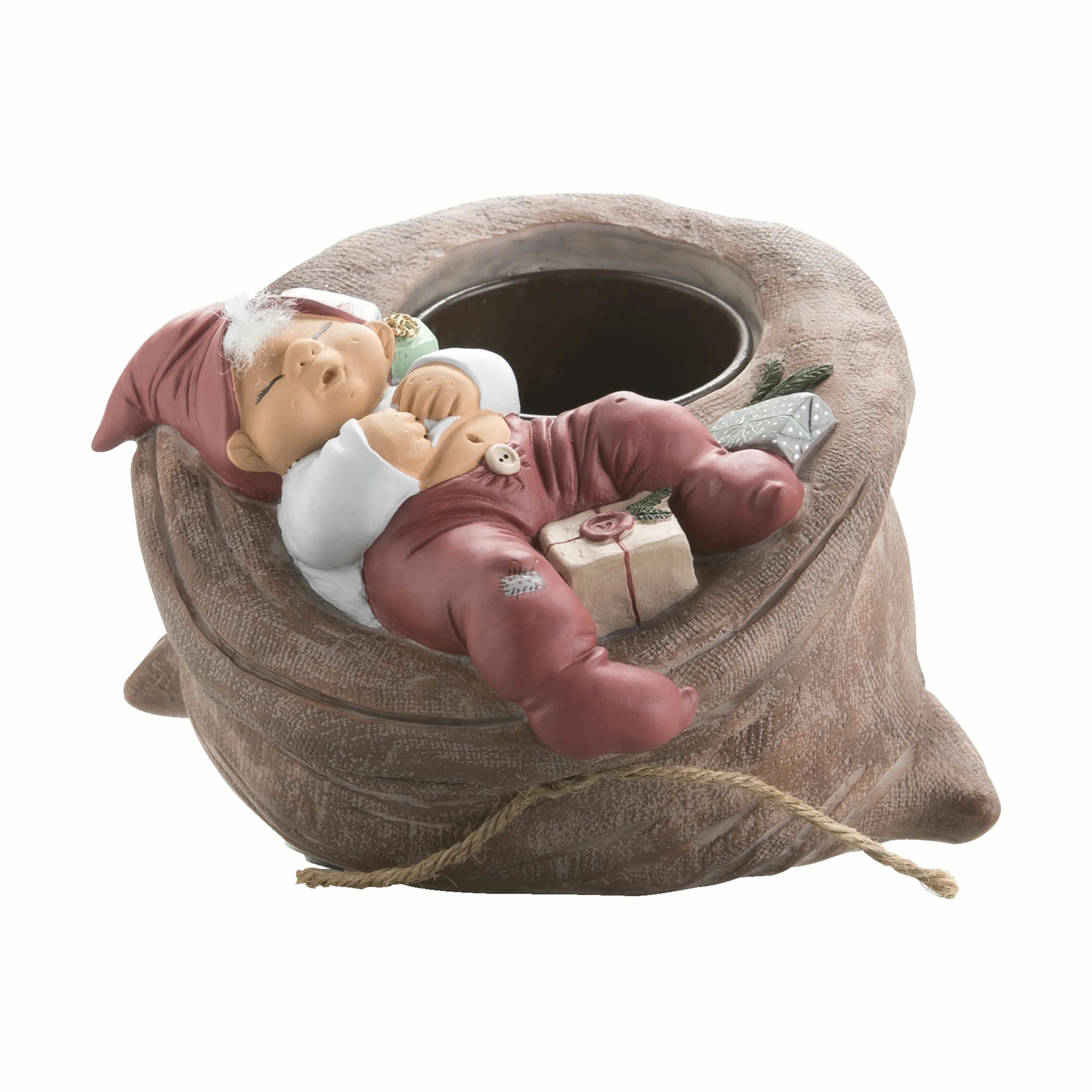 Klarborg Jule- og adventsstager Lysestage - Nisse Theodor i Brun/rød, 10 cm, 3