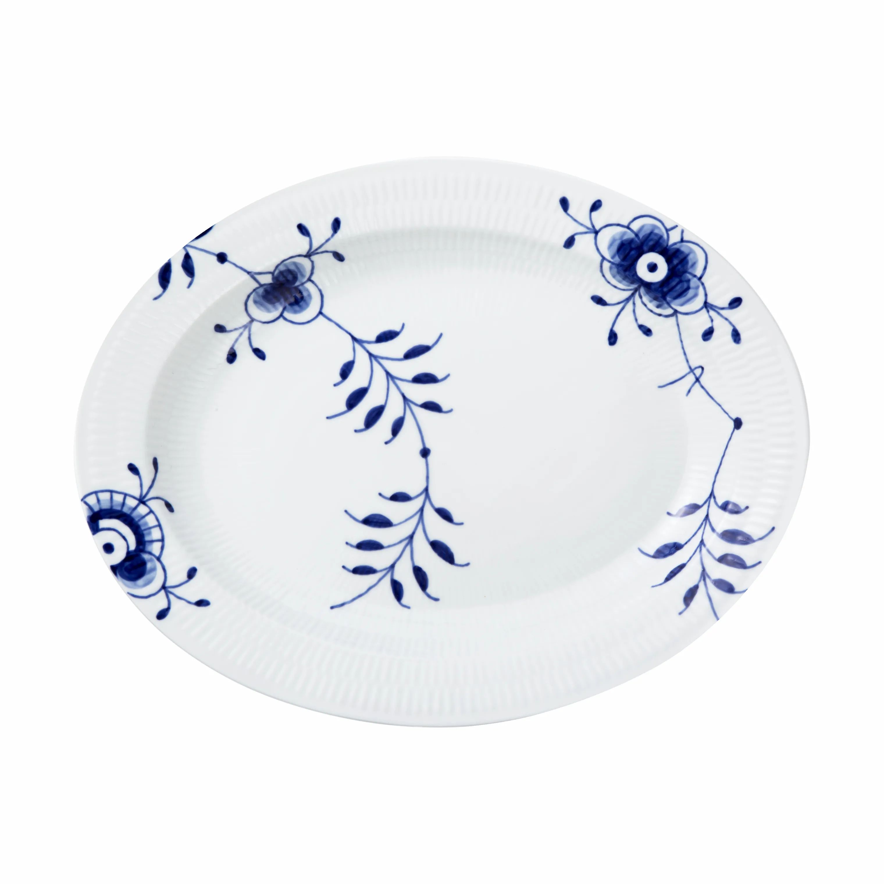 Royal Copenhagen Serveringsfade Blå Mega Riflet Serveringsfad i 36,5 cm, 1