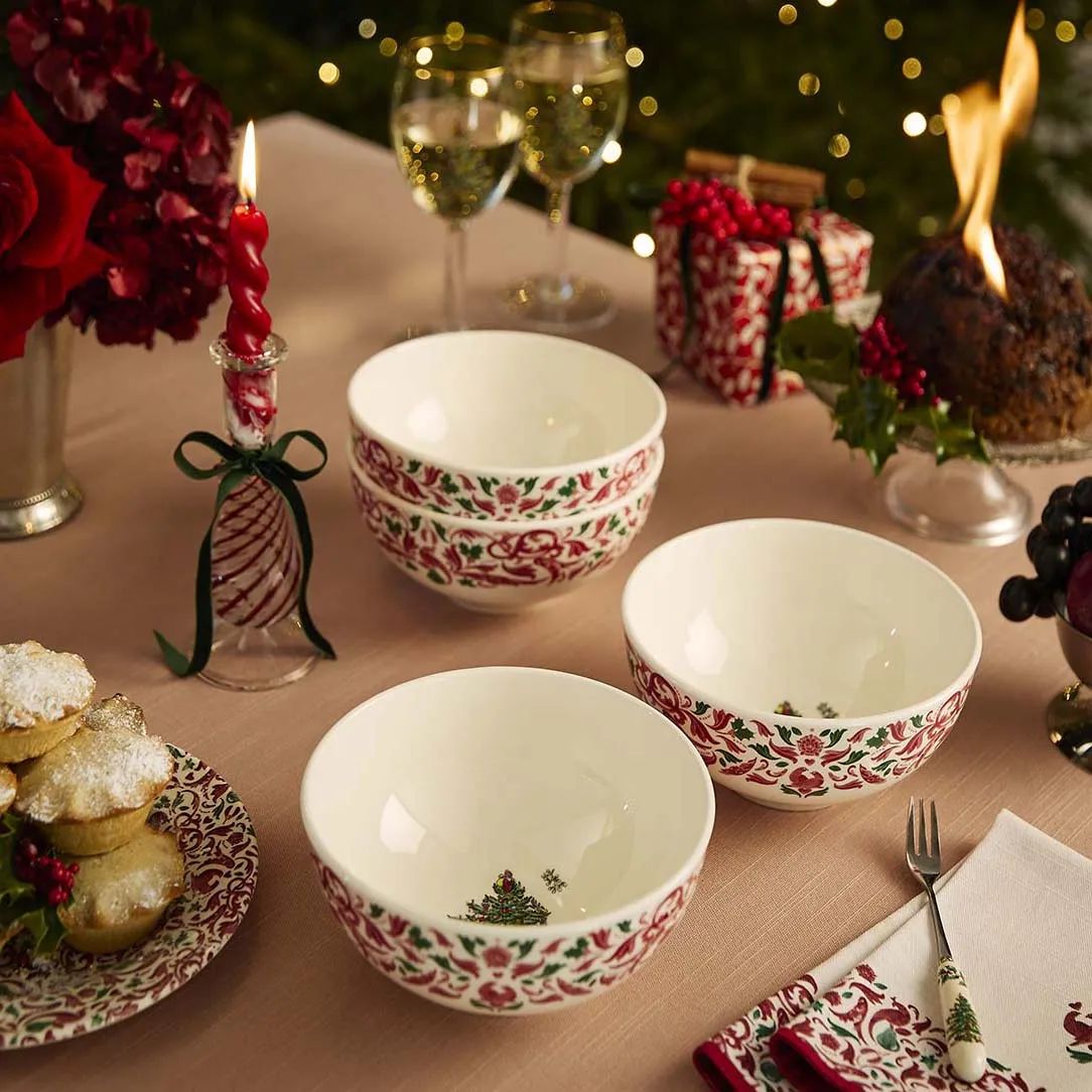 Spode Serveringsskåle Yuletide Skåle - 4 stk. i Rød/grøn/hvid, 2