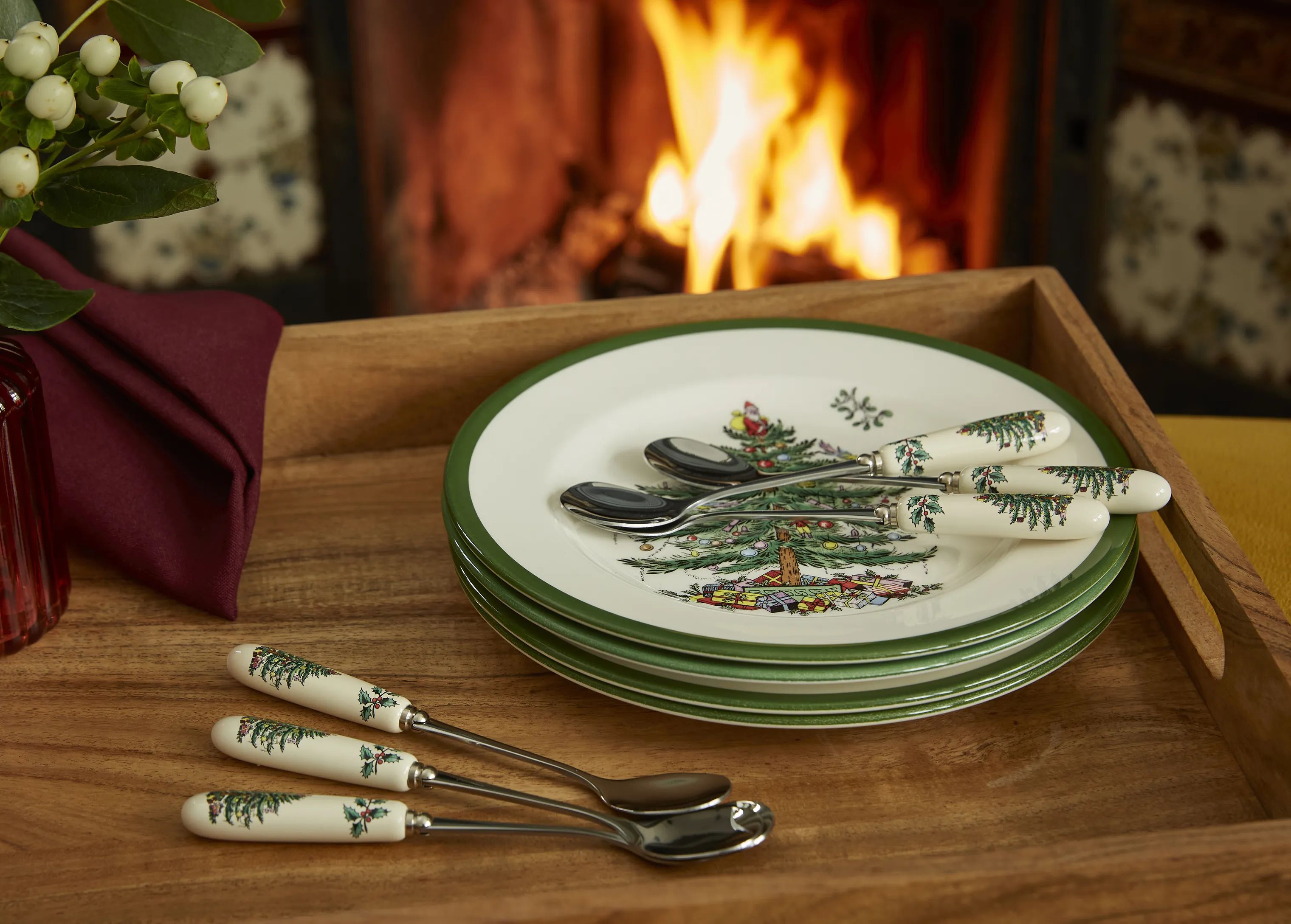Spode Kaffe- og teskeer Christmas Tree Teske - 6 stk. i Hvid/grøn/rød, 3