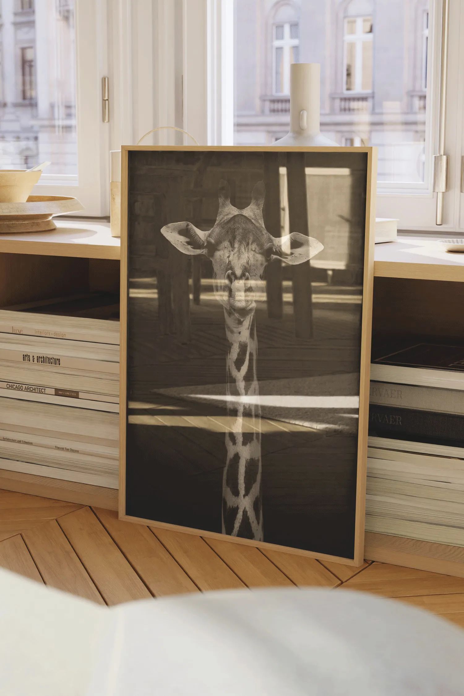Poster&Frame Plakater Plakat - Giraffe Portrait i Sort, B30 x L40 cm, 2