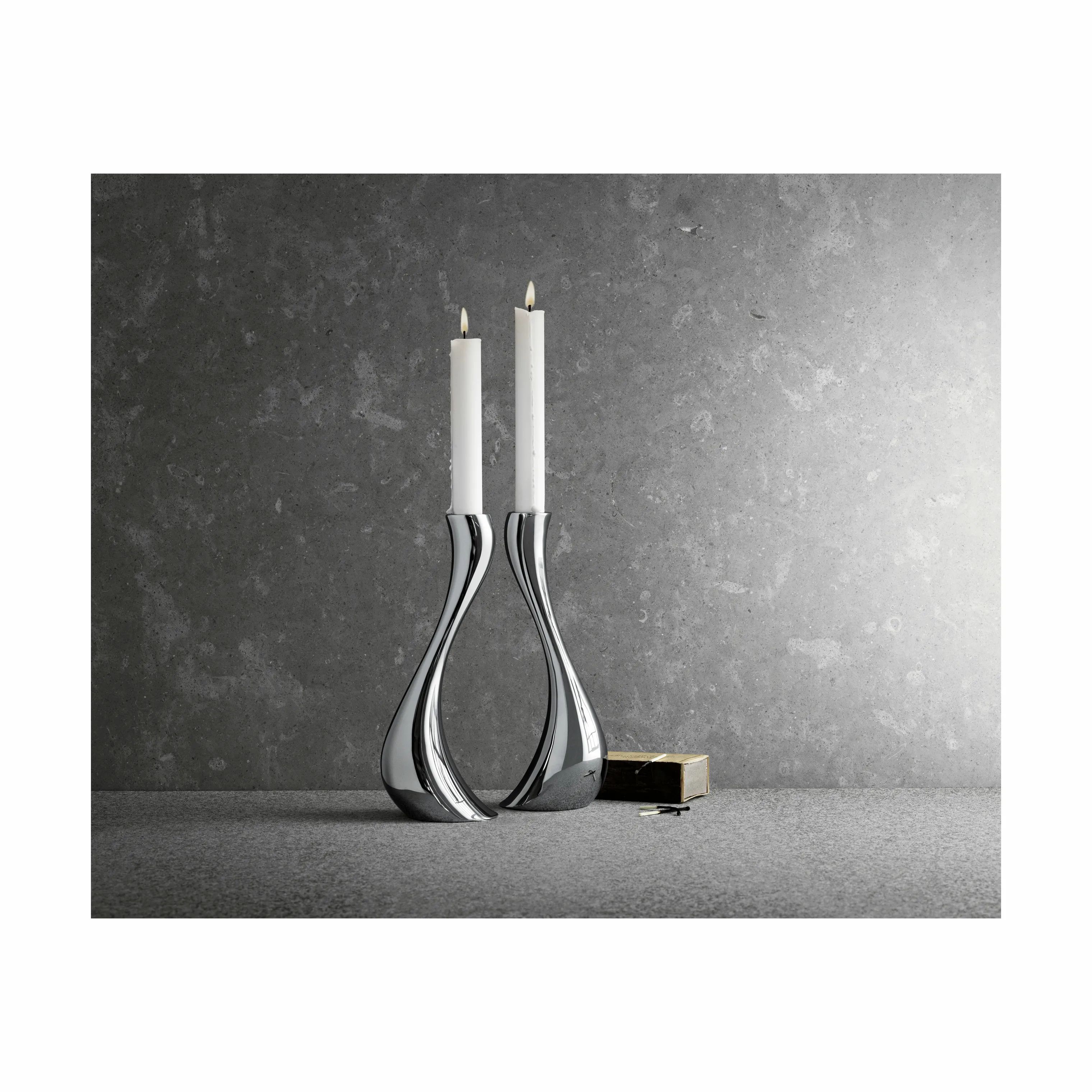 Georg Jensen Kronelysestage Cobra Lysestagesæt - 2 stk. i Blank/Stål, 24 cm, 2