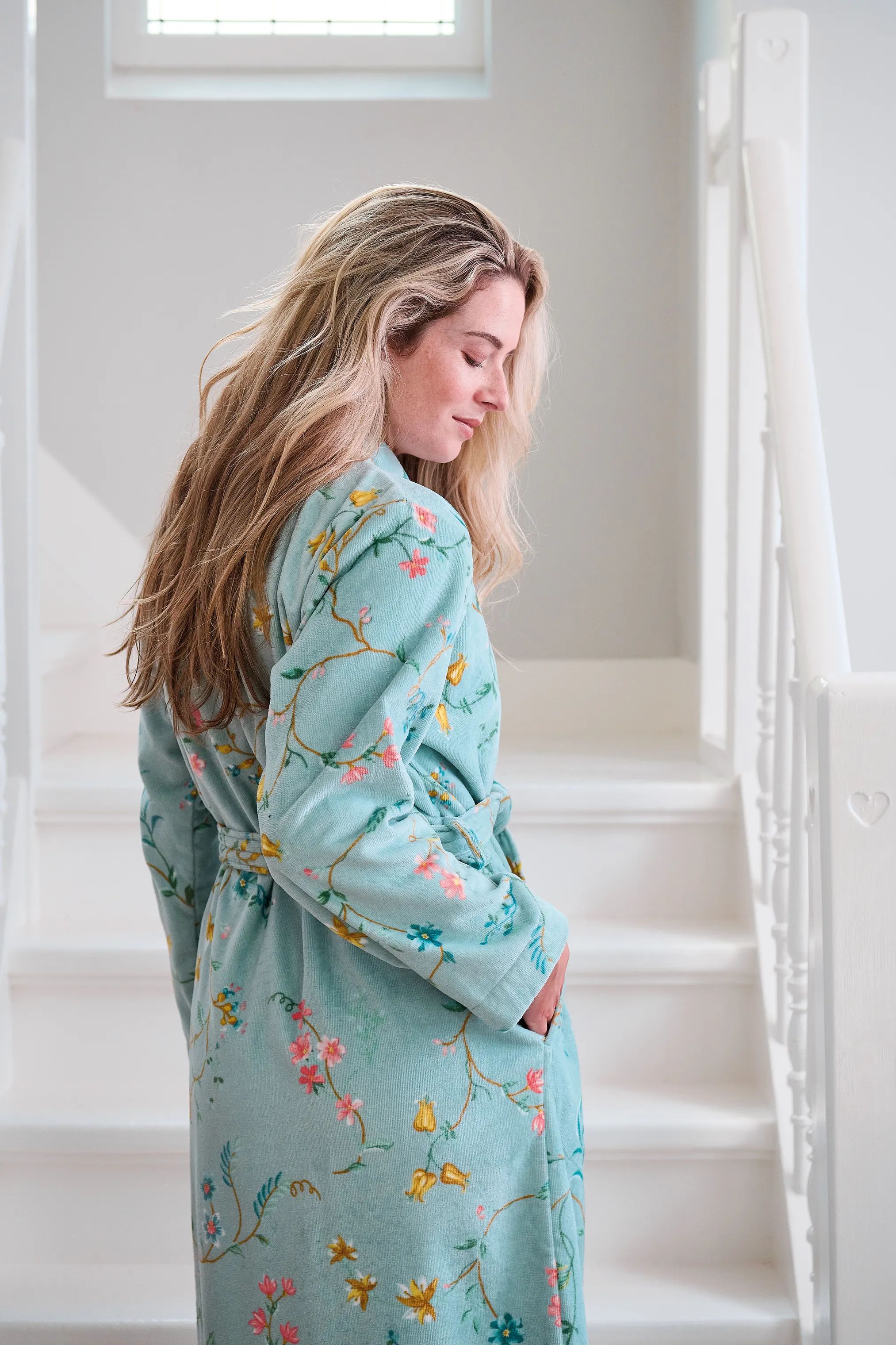 PIP Studio Morgenkåber Les Fleurs Badekåbe i Blue , XS, 3