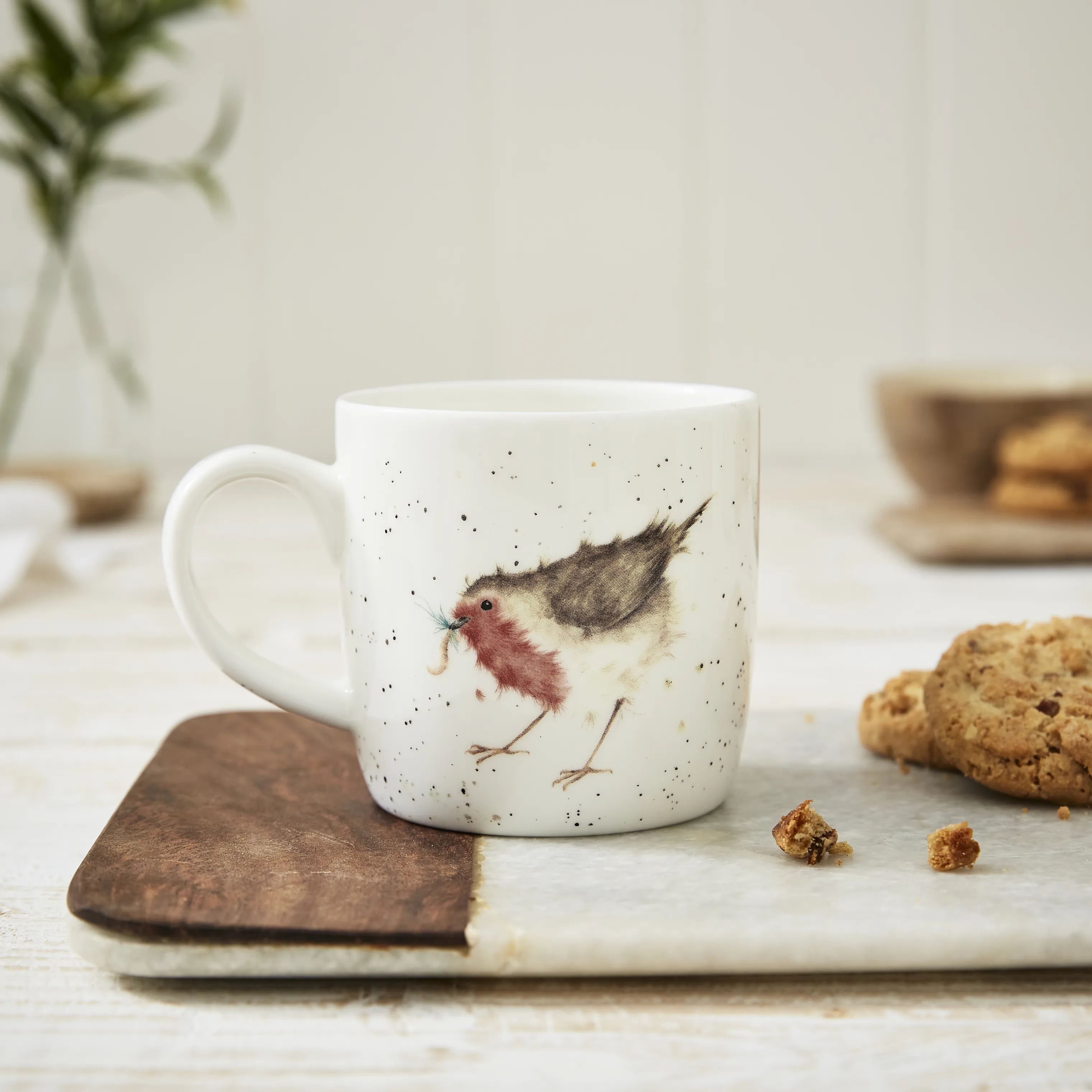 Royal Worcester Krus og kopper med hank Wrendale Krus - Garden friend i Rødhals, 2