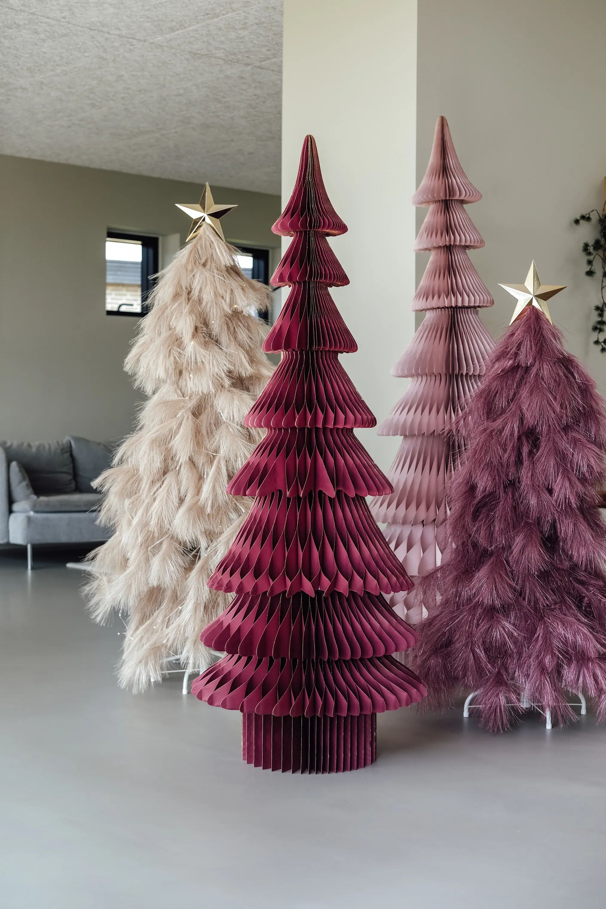 Casa Christmas Juletræer Papir Juletræ i Bordeaux, H160 x Ø61 cm, 2
