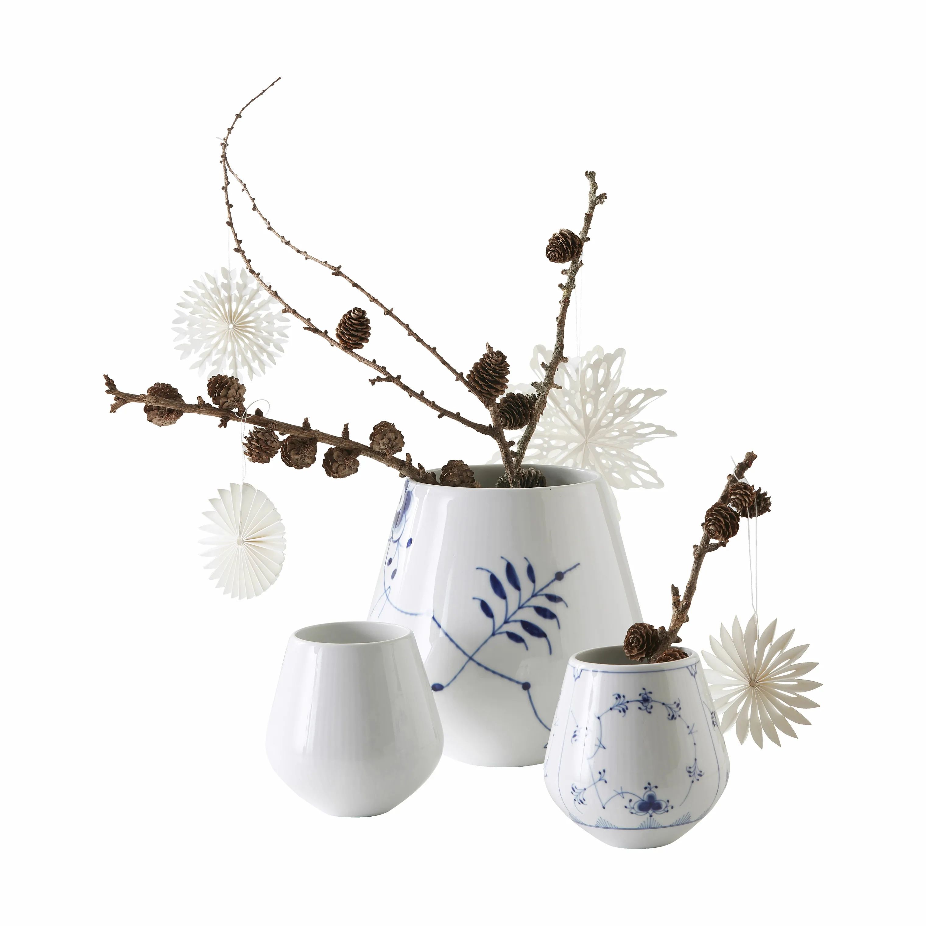 Royal Copenhagen Vaser Blå Mega Riflet Vase i Koboltblå/hvid, 20,5 cm, 6