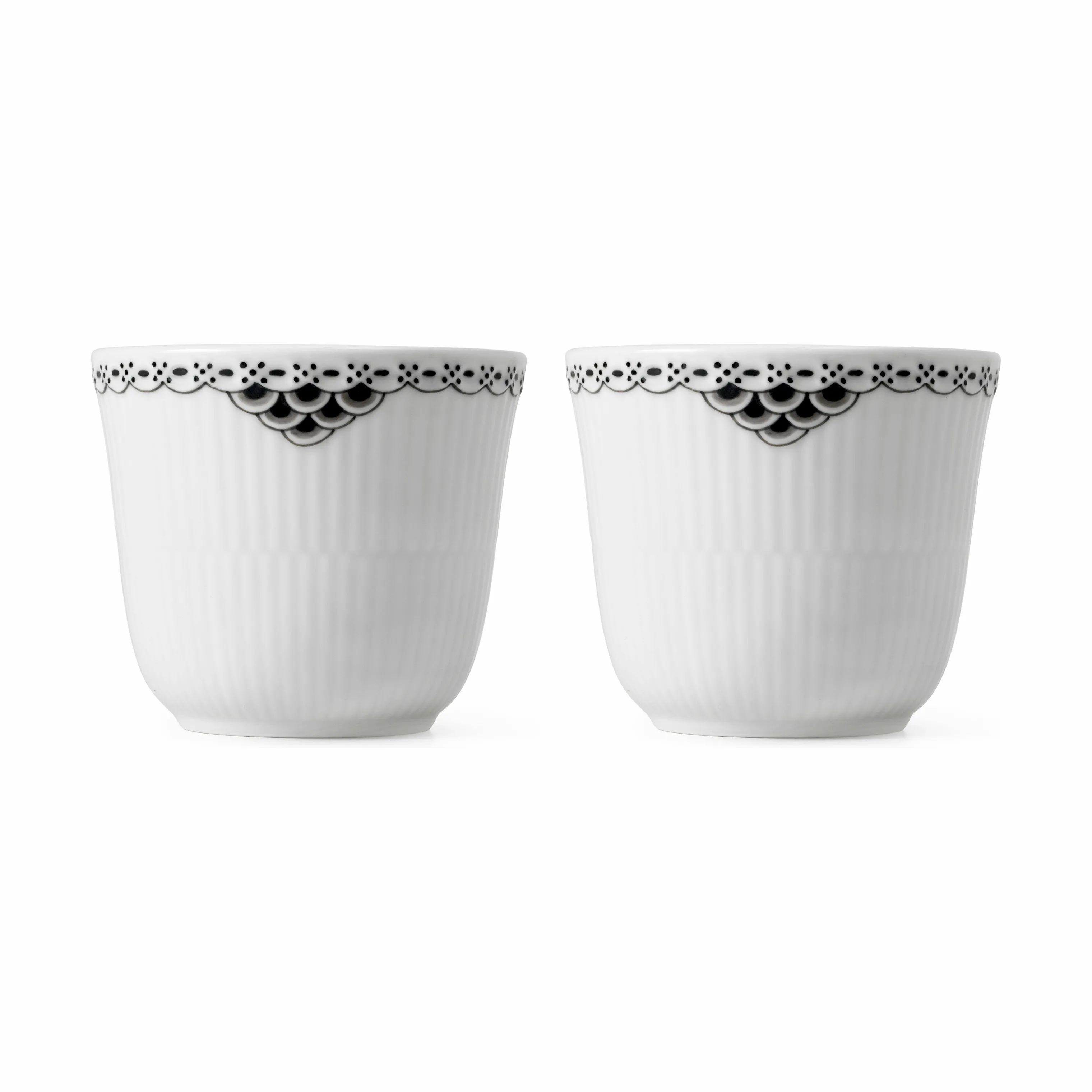 Royal Copenhagen Krus og kopper uden hank Sort Riflet Blonde Krus - 2 stk. i Sort/hvid, 3