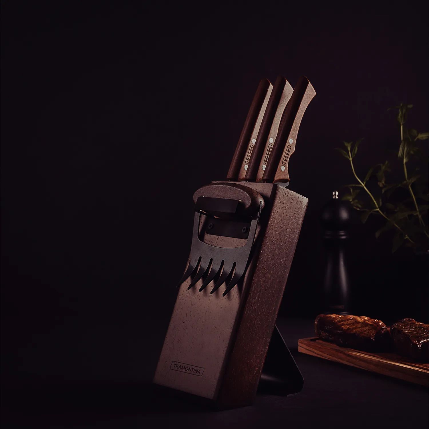 Tramontina Knivblokke med knive Churrasco Black Knivblok - 5 dele i Natur, 2