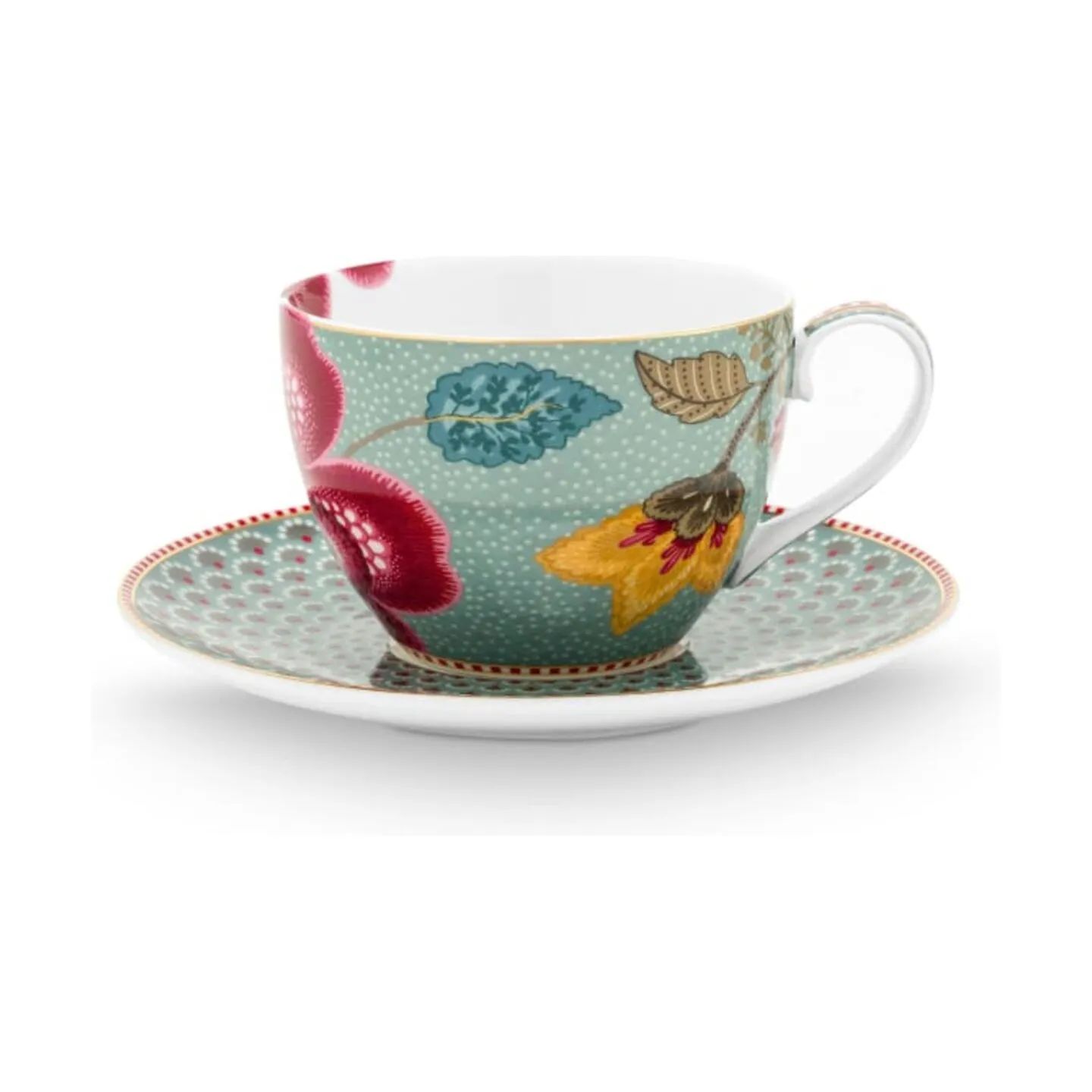 PIP Studio Krus og kopper med hank Blooming Tales Kop m. underkop i Blue, 1