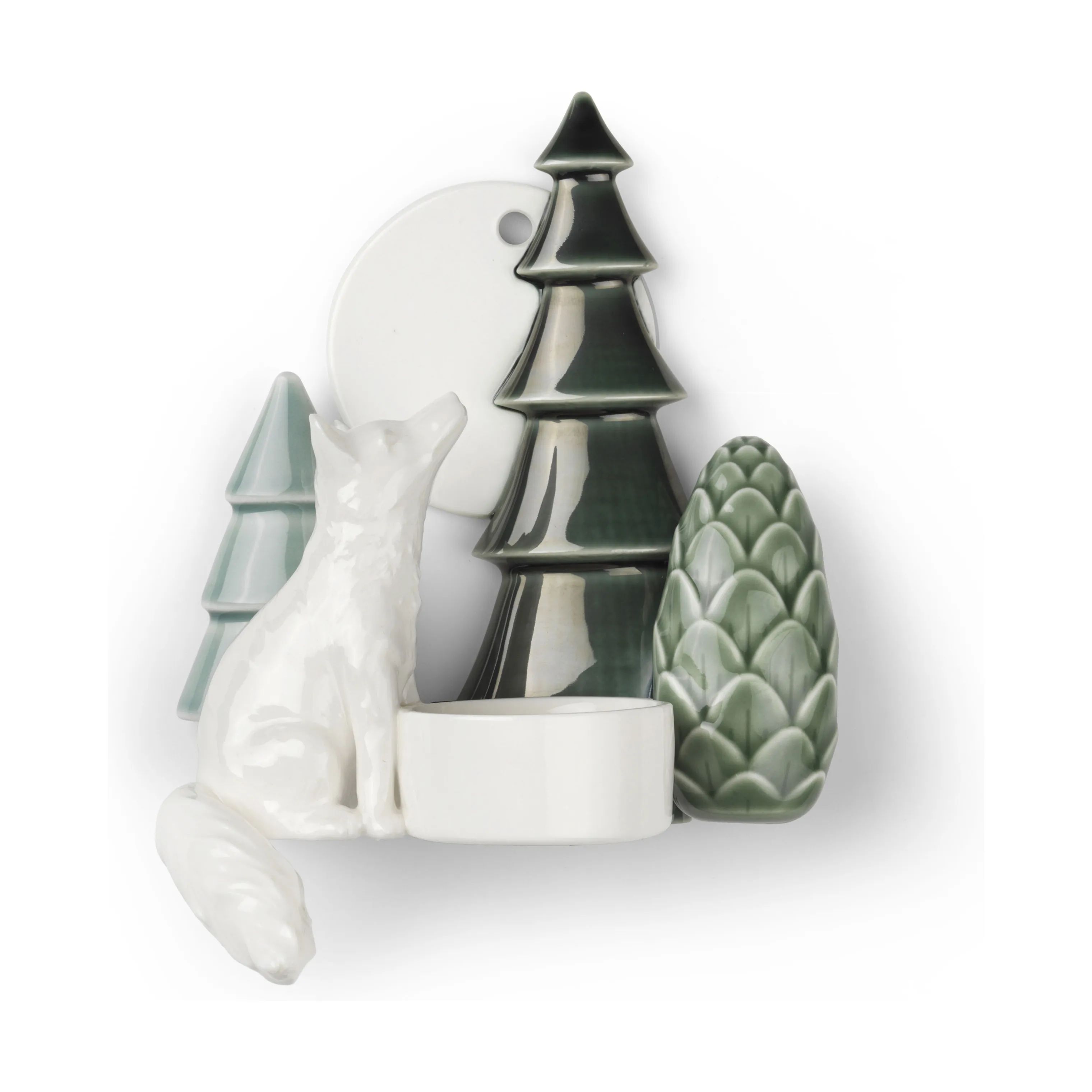 Dottir Fyrfadsstage Winter Stories Fox Wall Votive Væghængt Lysestage i White/green, 1