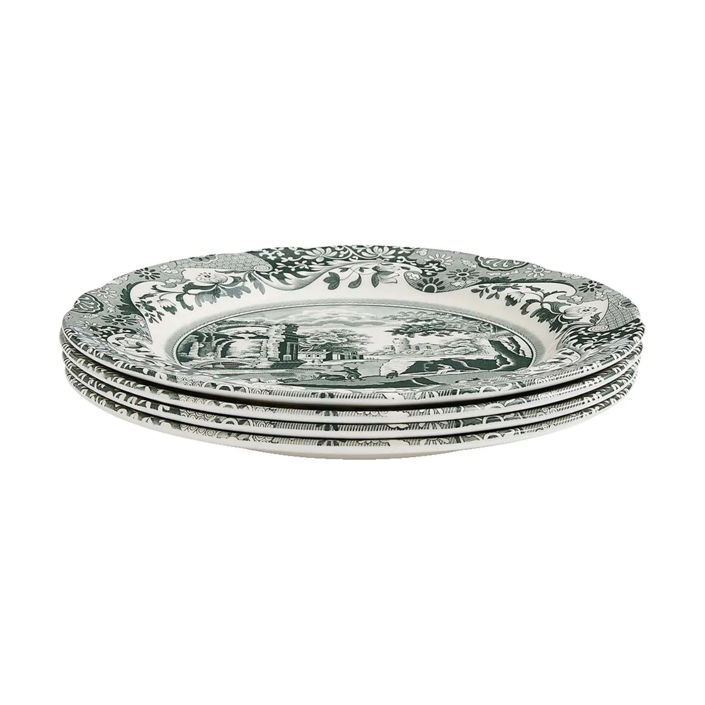 Spode Middagstallerkener Heritage Green Italian Middagstallerken - 4 stk i Grøn/hvid, 3