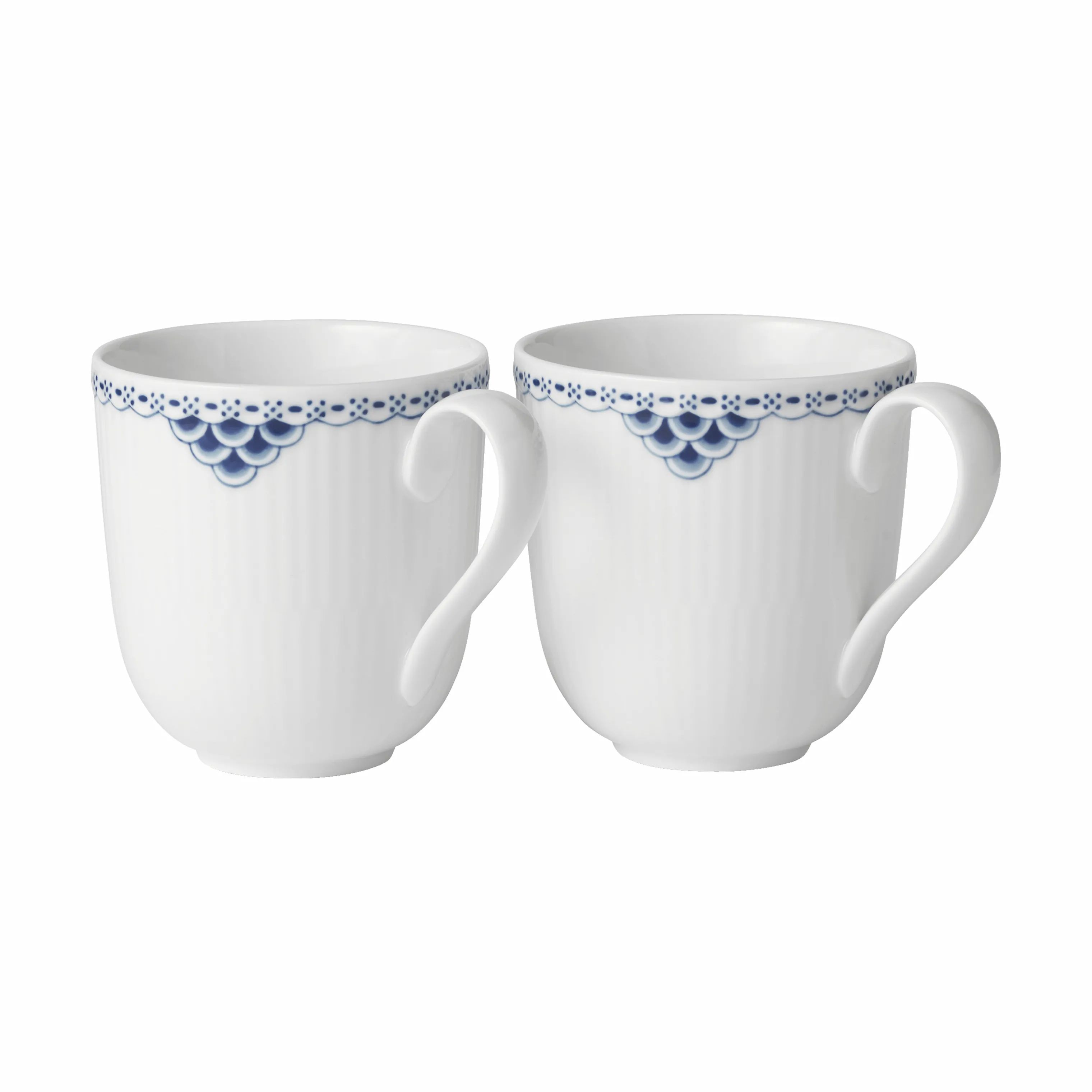 Royal Copenhagen Krus og kopper med hank Prinsesse Krus - 2 stk. i Koboltblå/hvid, 37 cl, 1