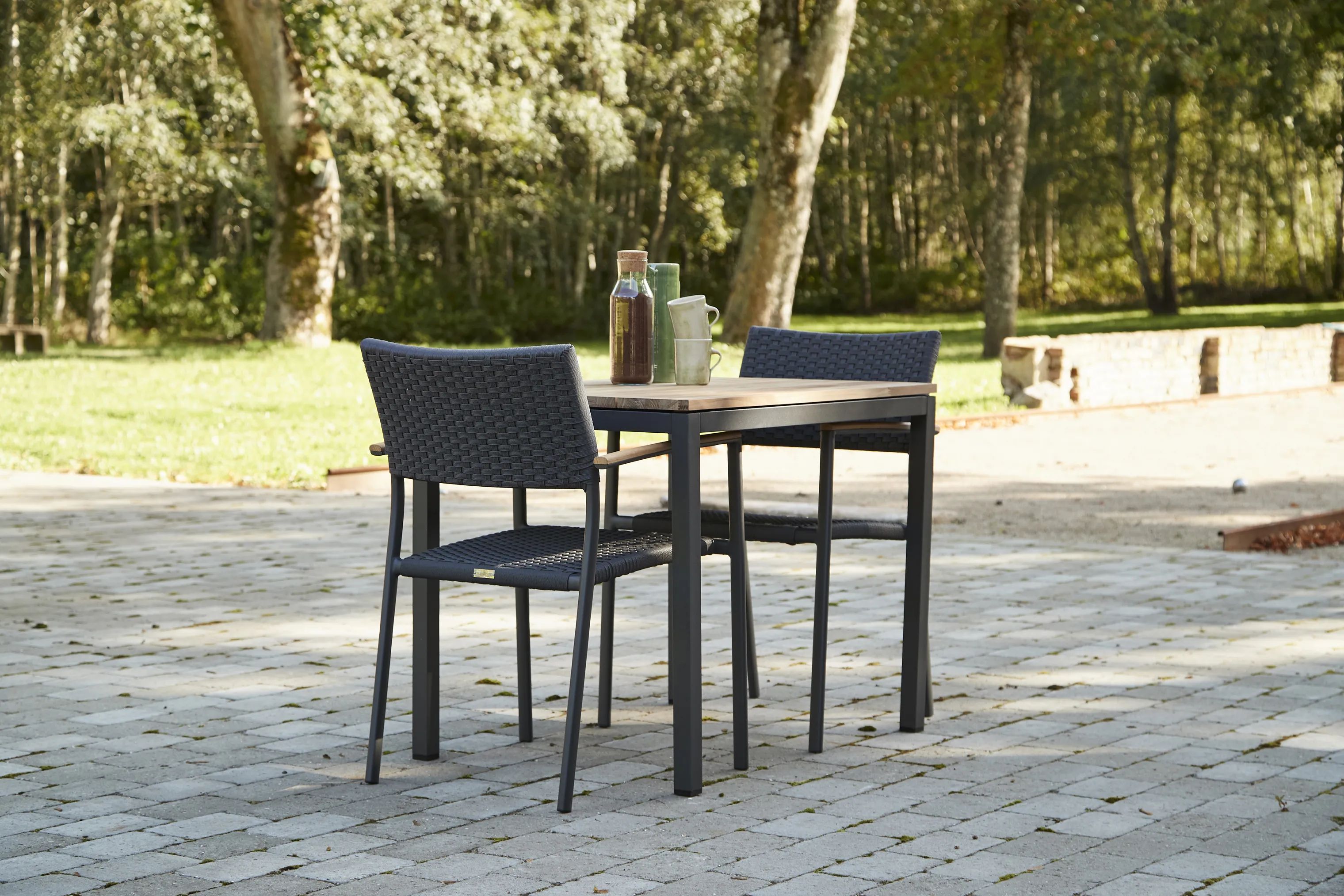 Mandalay Cafésæt Toscana & Siena Cafésæt - 3 dele i Antracit /Teak/Grå, 2