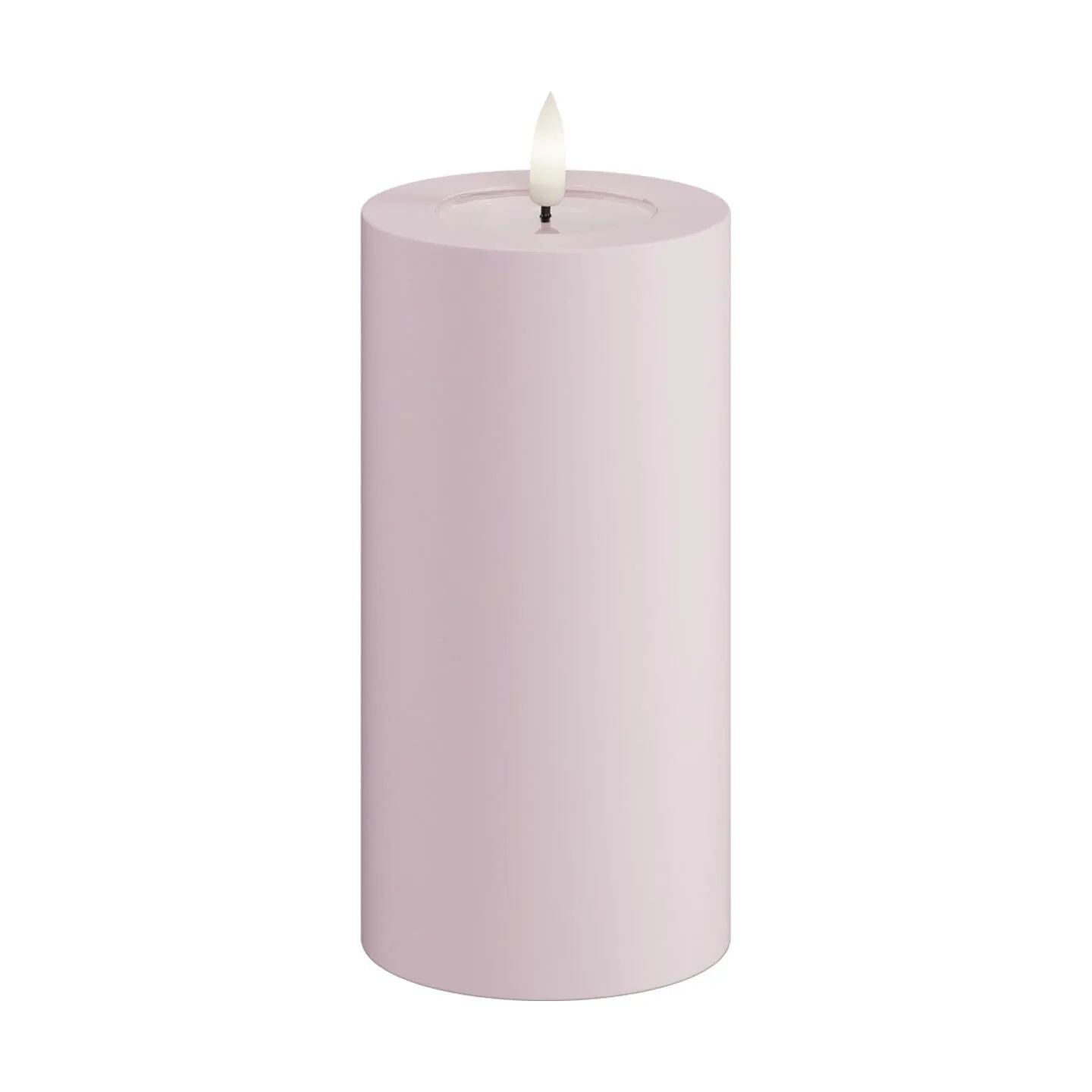 Deluxe Homeart LED-lys Real Flame LED Udendørs Bloklys i Støvet Rosa, H15 x Ø7,5 cm, 1