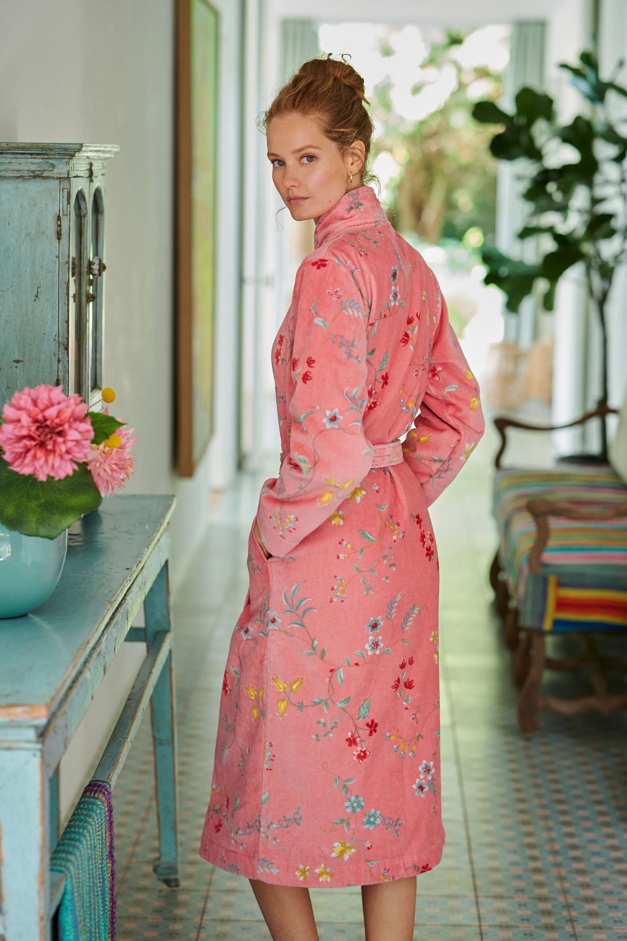 PIP Studio Morgenkåber Les Fleurs Badekåbe i Pink , Str. XL, 2