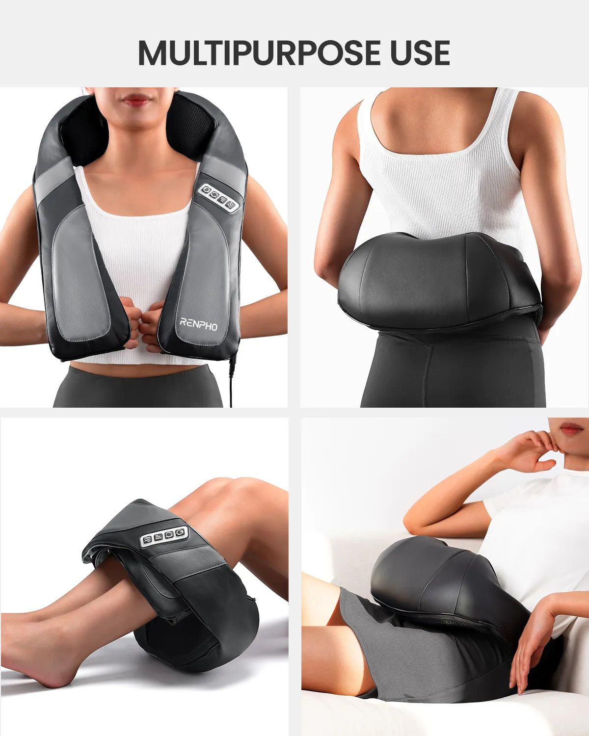 Renpho Massageapparater Nakkemassager - U-Neck Go SNM067 i Sort / Grå, 2