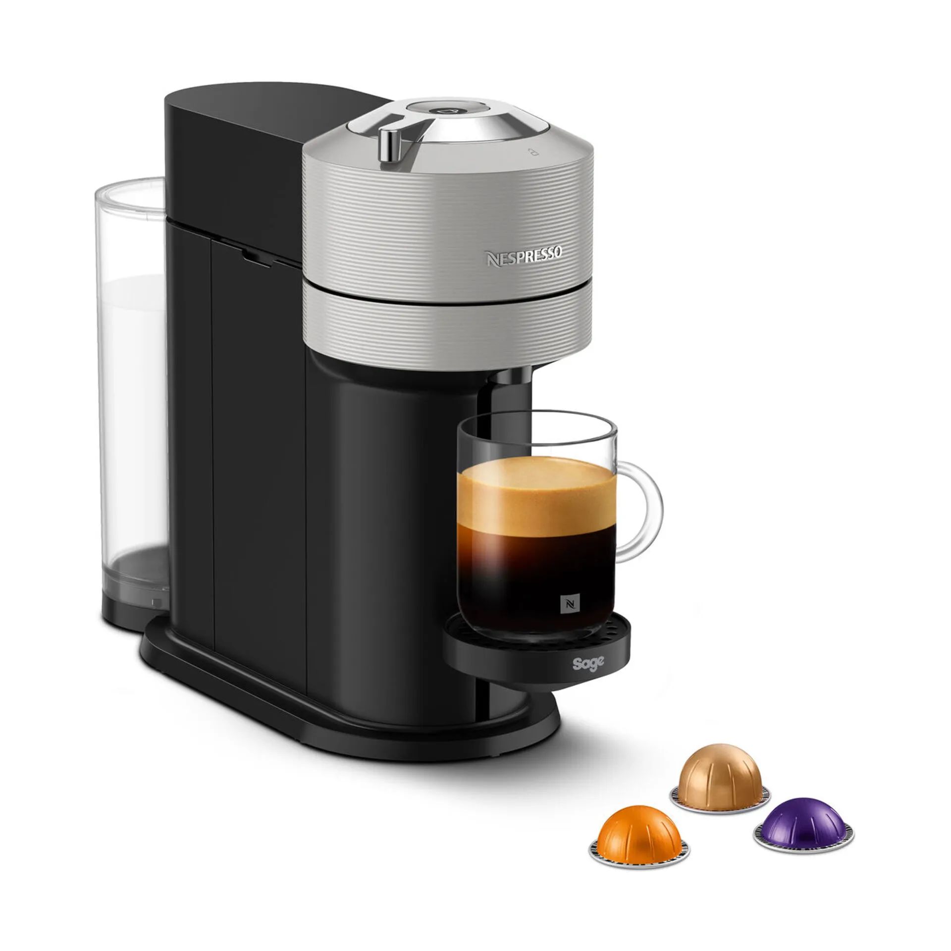 Sage Nespresso kapselmaskiner Vertuo Next SNV Kapsel Kaffemaskine i Light Grey, 1