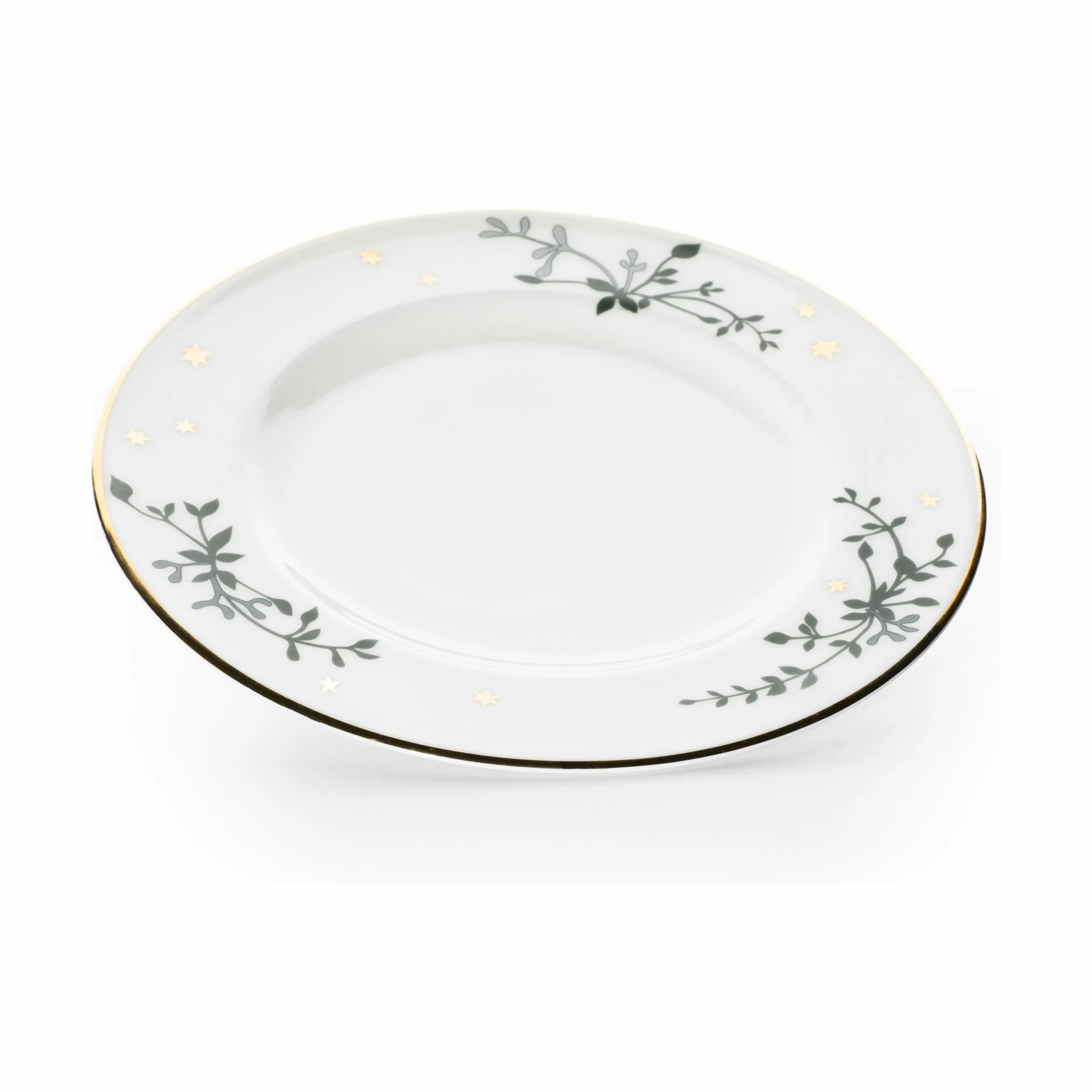 Jette Frölich Design Kagetallerkener Vinterstjerner Desserttallerken i Grøn/guld, 1